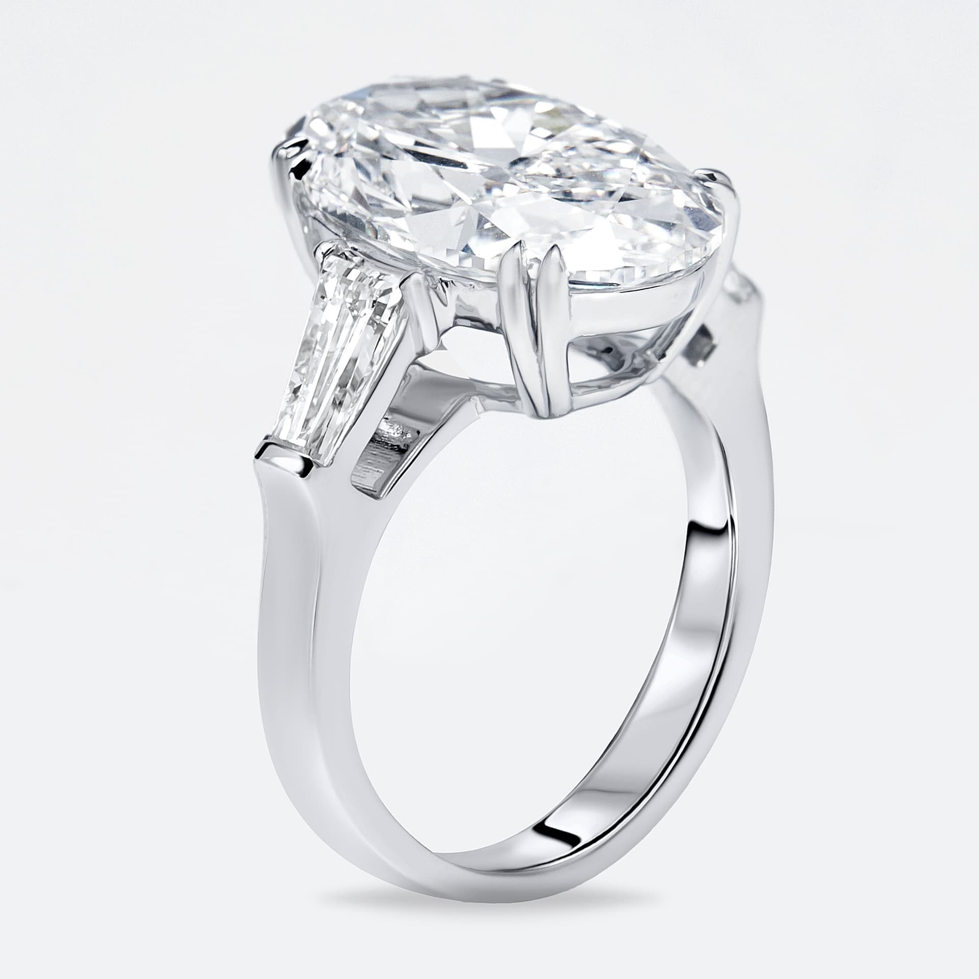 8 cts Oval Trapezoid Lab Grown Diamond 18k White Gold Ring Size 52
