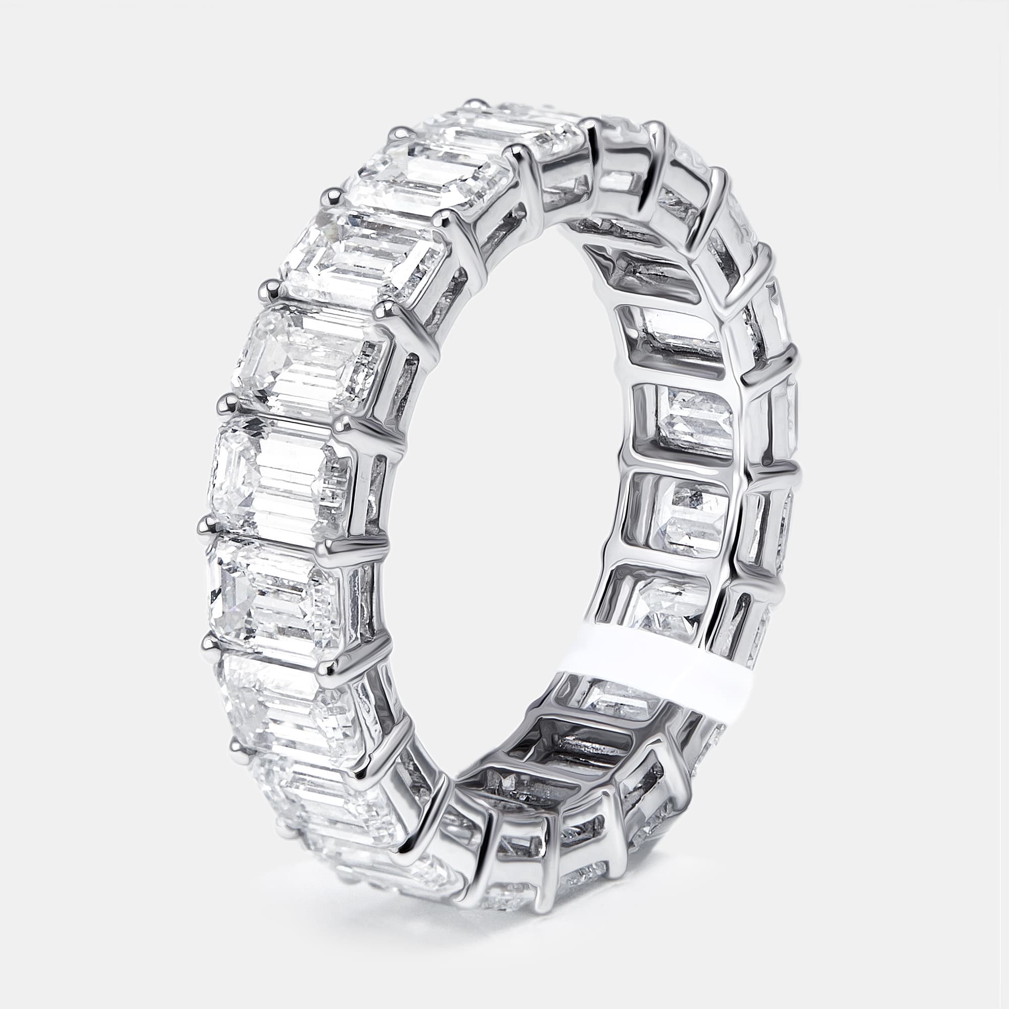 6.5 cts Emerald Cut Lab Grown Diamond 18k White Gold Eternity Ring Size 53