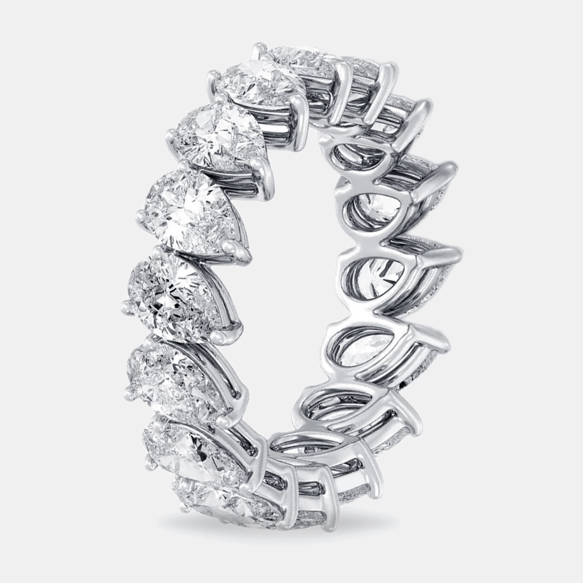 5 cts Pear Lab Grown Diamond 18k White Gold Eternity Ring Size 54