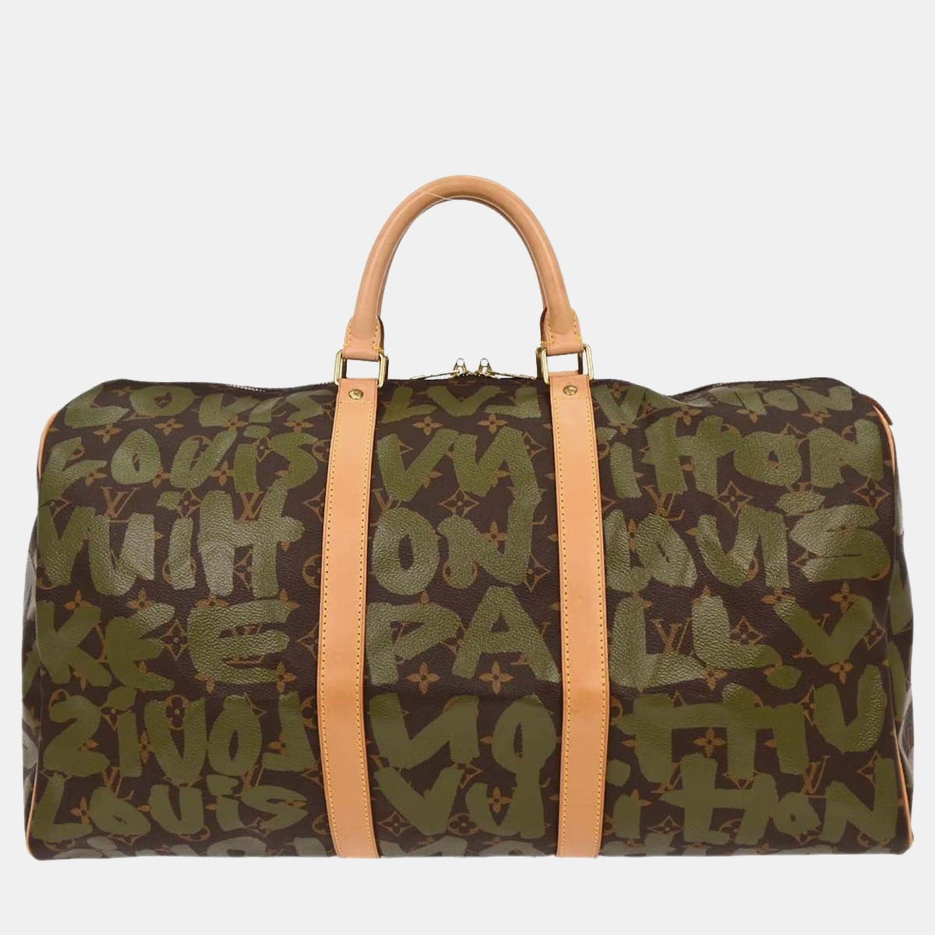 Louis Vuitton Keepall 50 Khaki Monogram Graffiti Duffle Bag