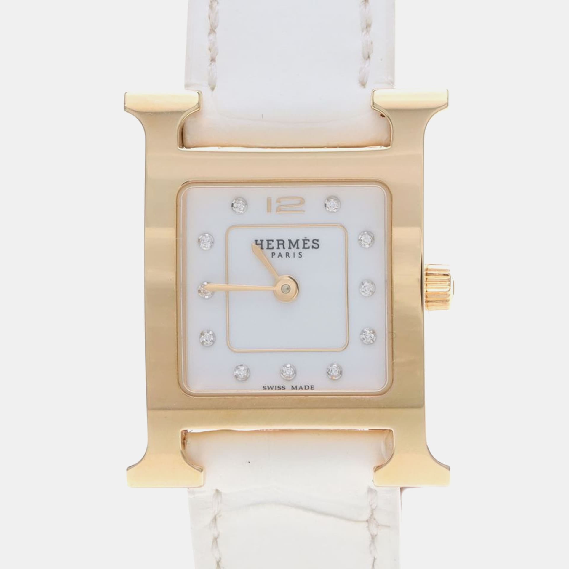 Hermes Heure H HH1.202b Quartz Gold Plated Stainless Steel Women's Wristwatch 21.5 mm