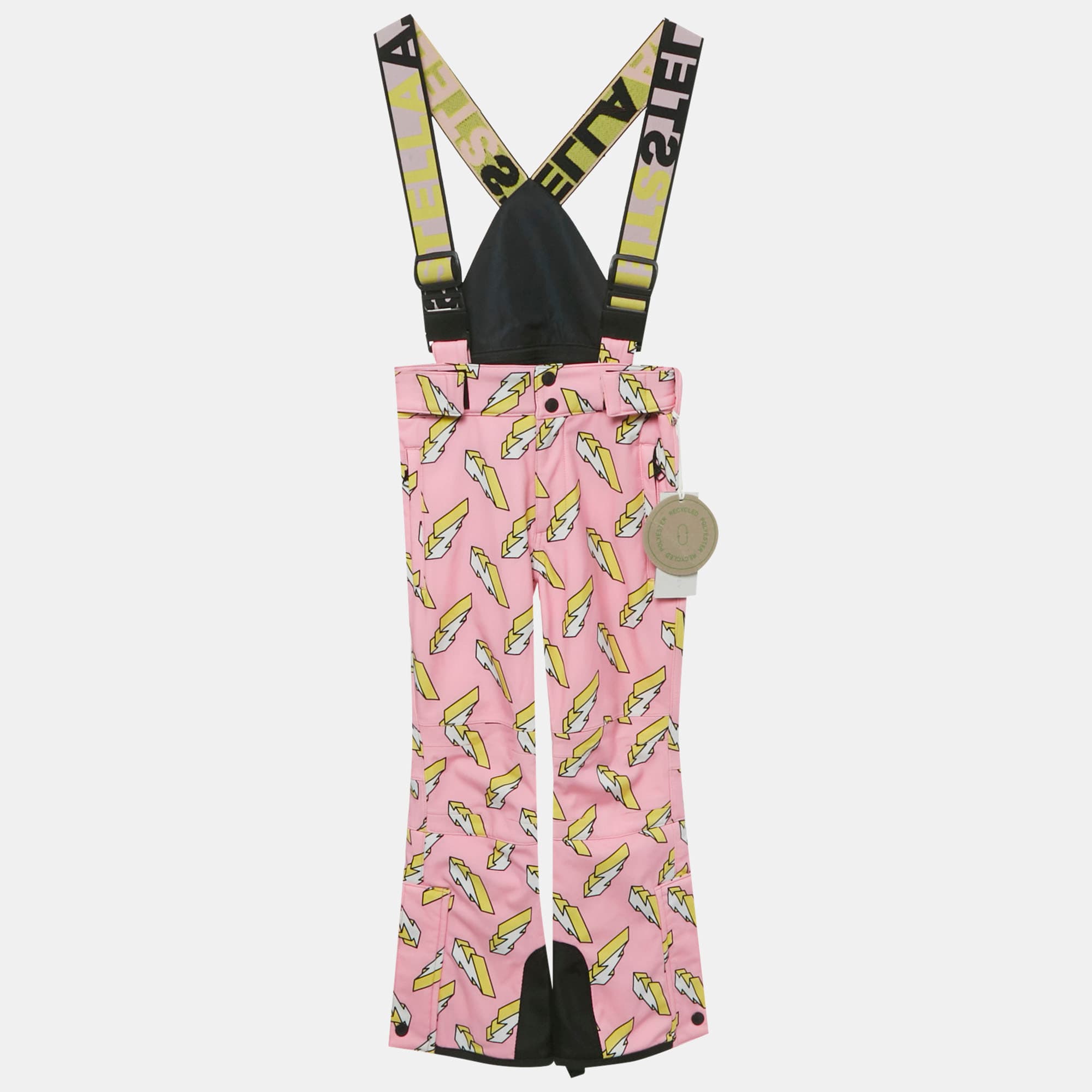 Stella McCartney Kids Pink Lightning Bolt Print Synthetic Ski Trousers 6 Yrs