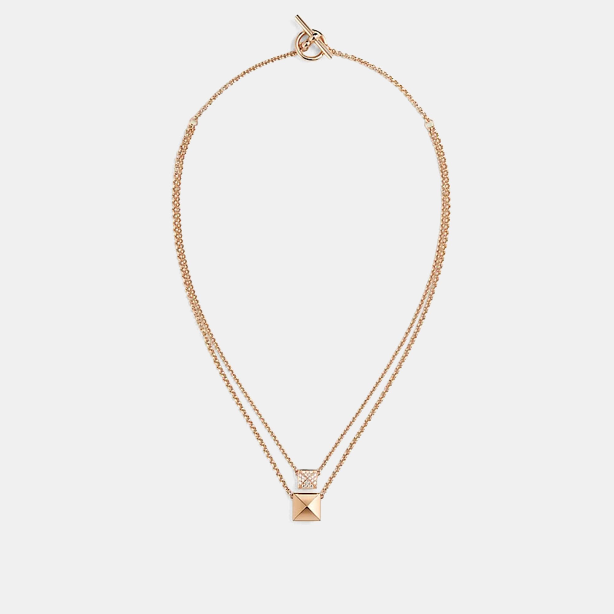 Hermes Clou d'H Pendant 38 Rose Gold Necklace