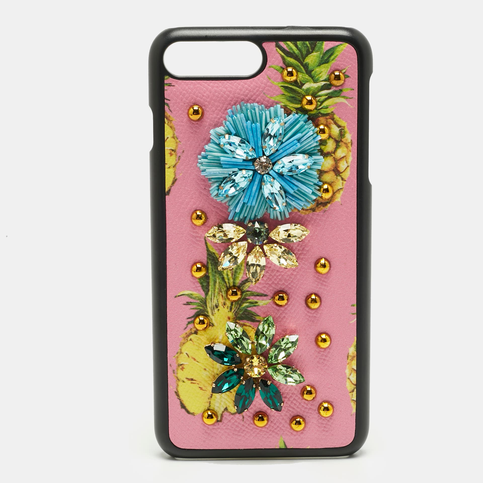 Dolce & Gabbana Multicolor Fruit Print Leather Crystal Embellished iPhone 7 Plus Case