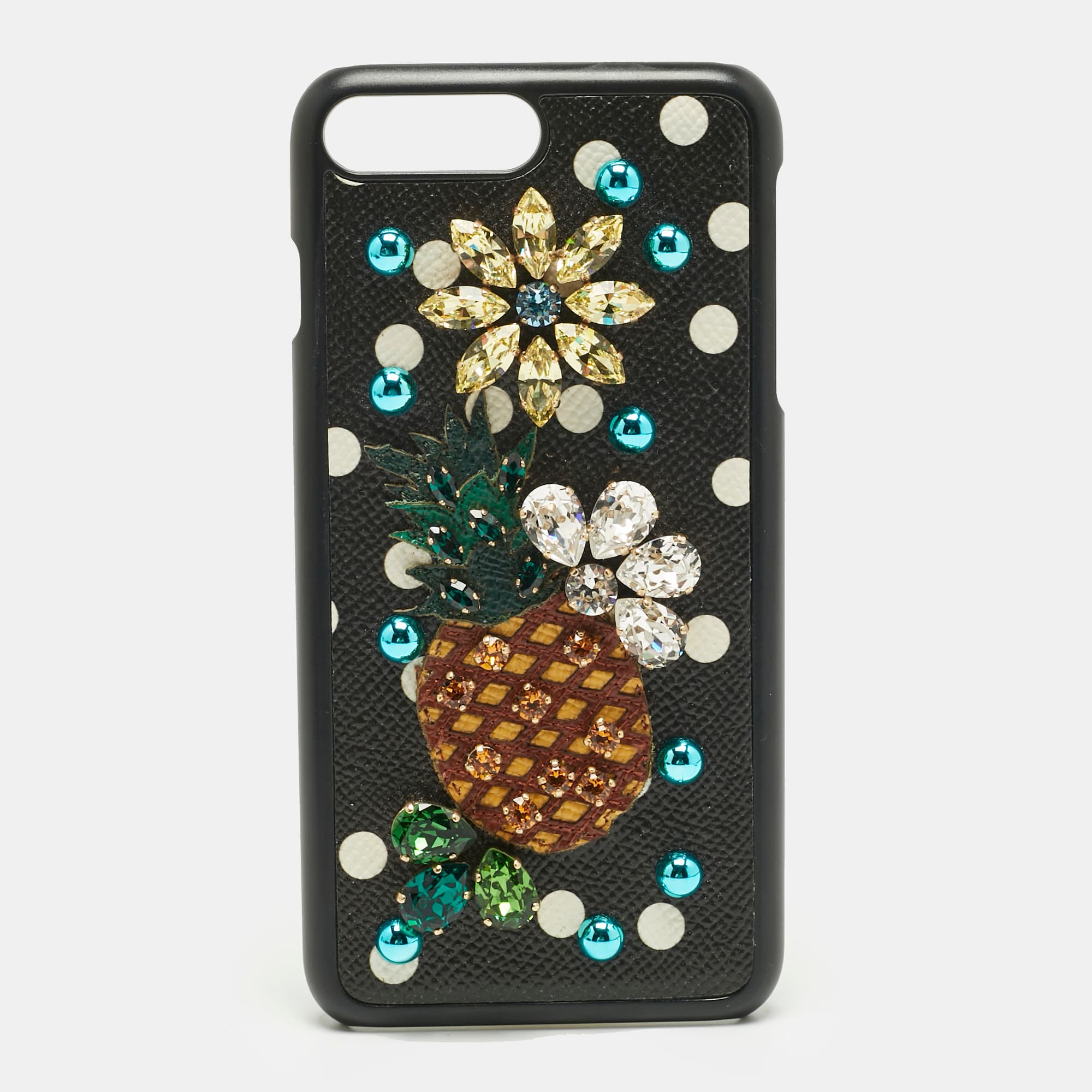 Dolce & Gabbana Multicolor Fruit Print Leather Crystal Embellished iPhone 7 Plus Case