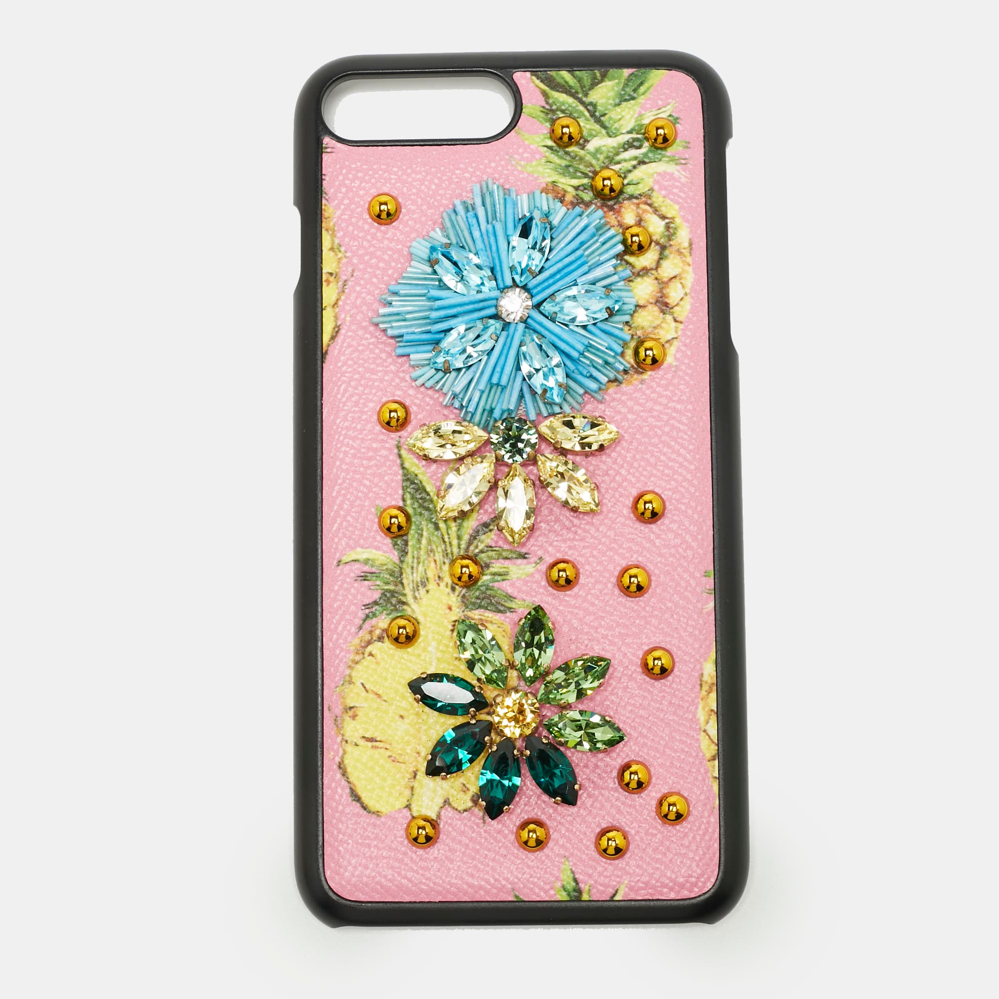 Dolce & Gabbana Multicolor Fruit Print Leather Crystal Embellished iPhone 7 Plus Case