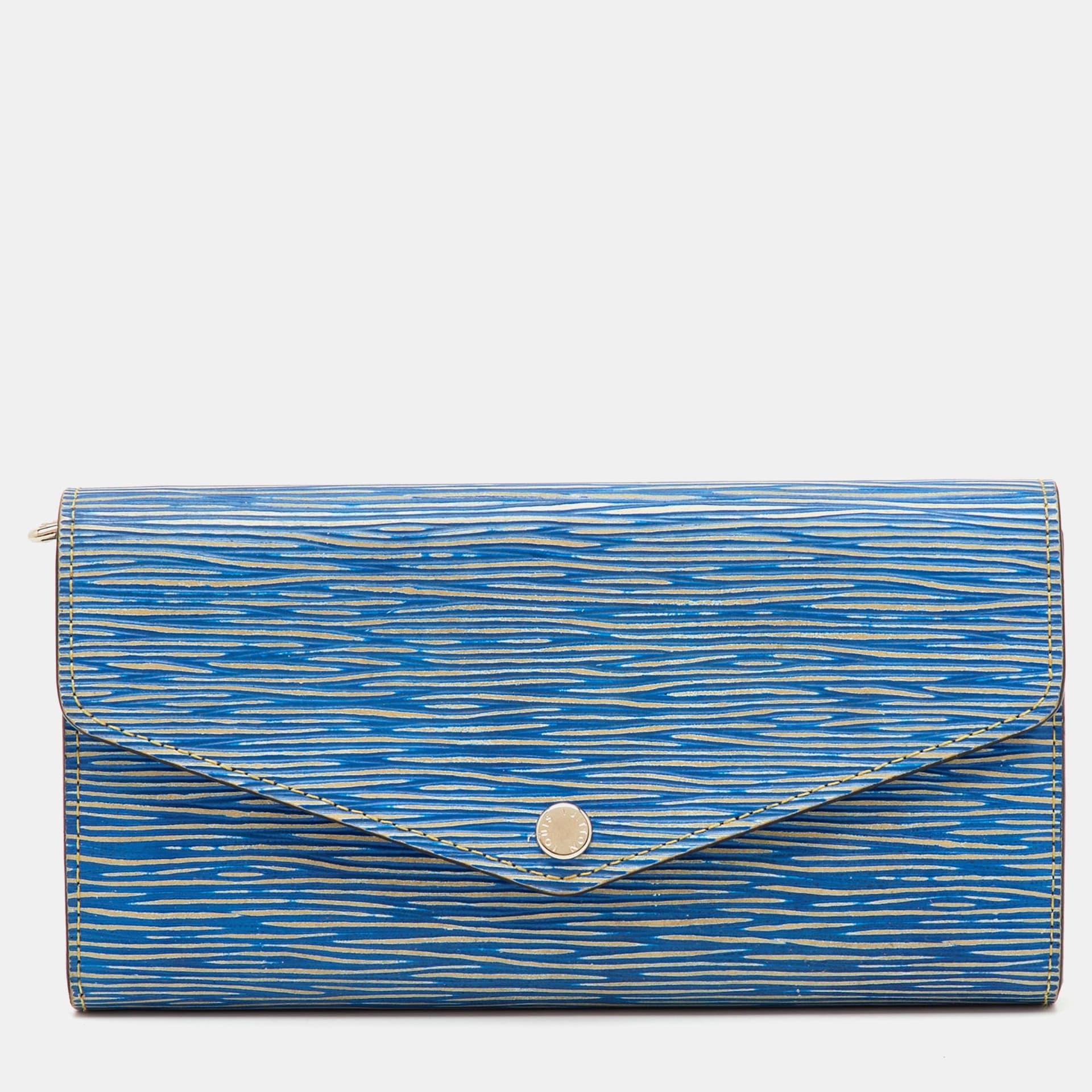 Louis Vuitton Sarah Blue Leather Continental Wallet