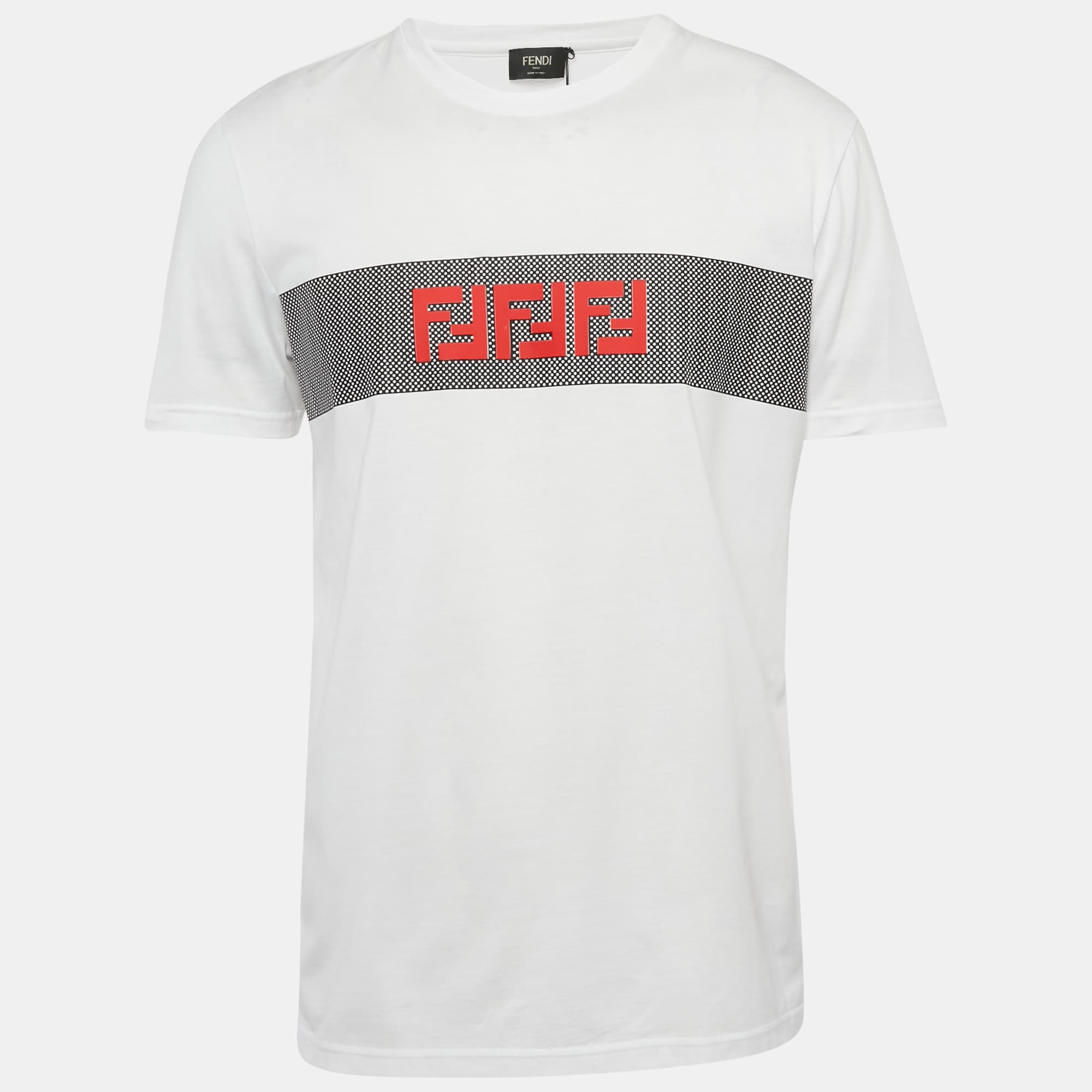Fendi White FF Logo Applique Cotton T-Shirt XL