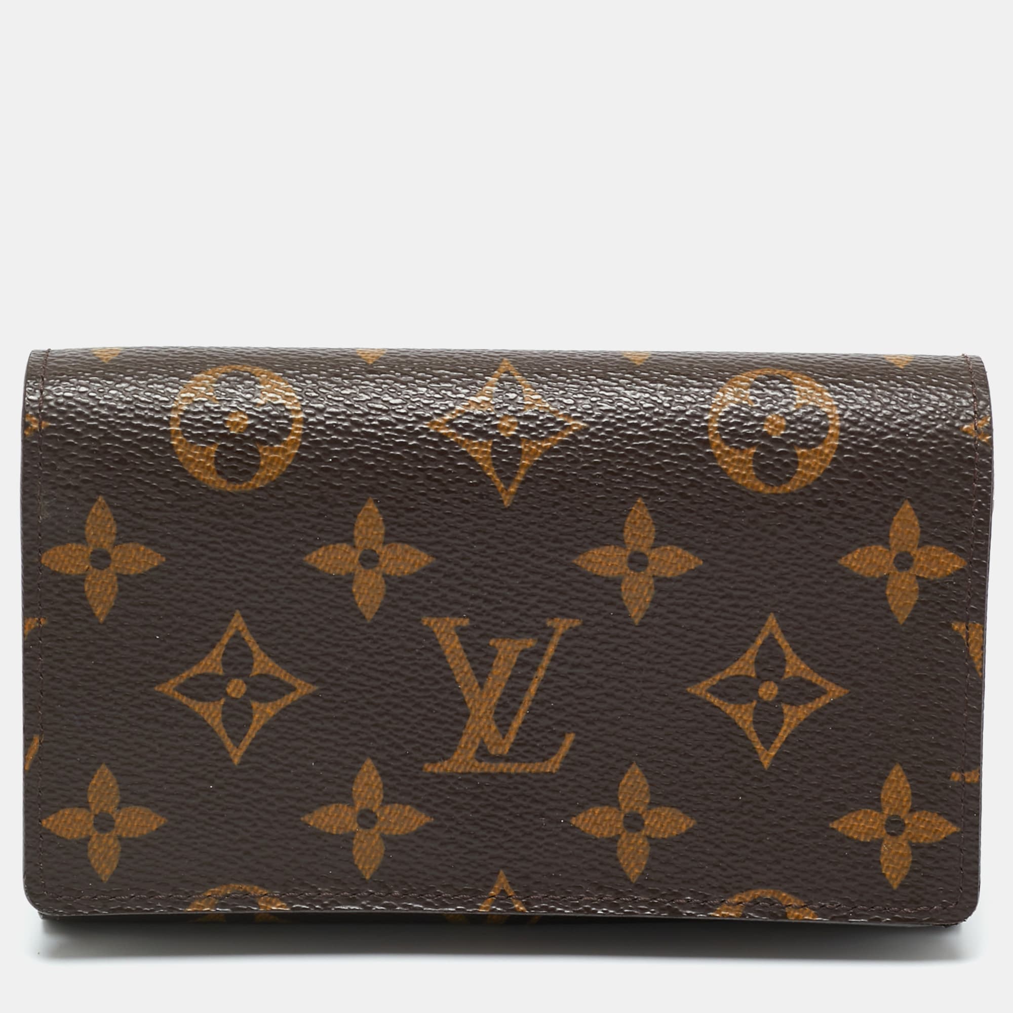 Louis Vuitton Porte Monnaie Tresor Brown Coated Canvas Compact Wallet