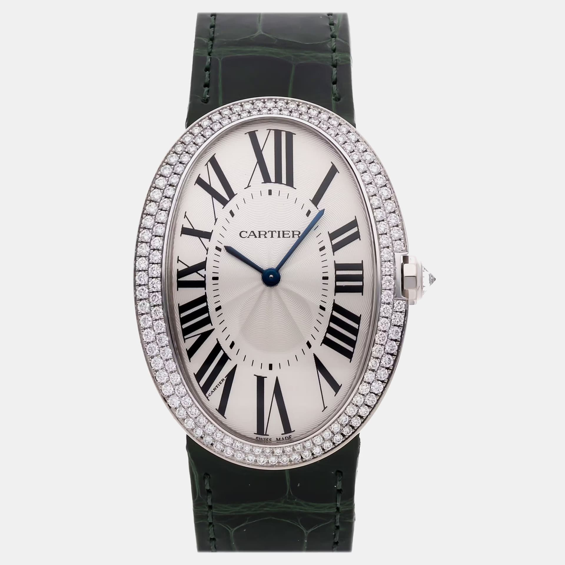 Cartier Baignoire WB520009 Silver 18k White Gold Manual Winding Women's Wristwatch 44mm