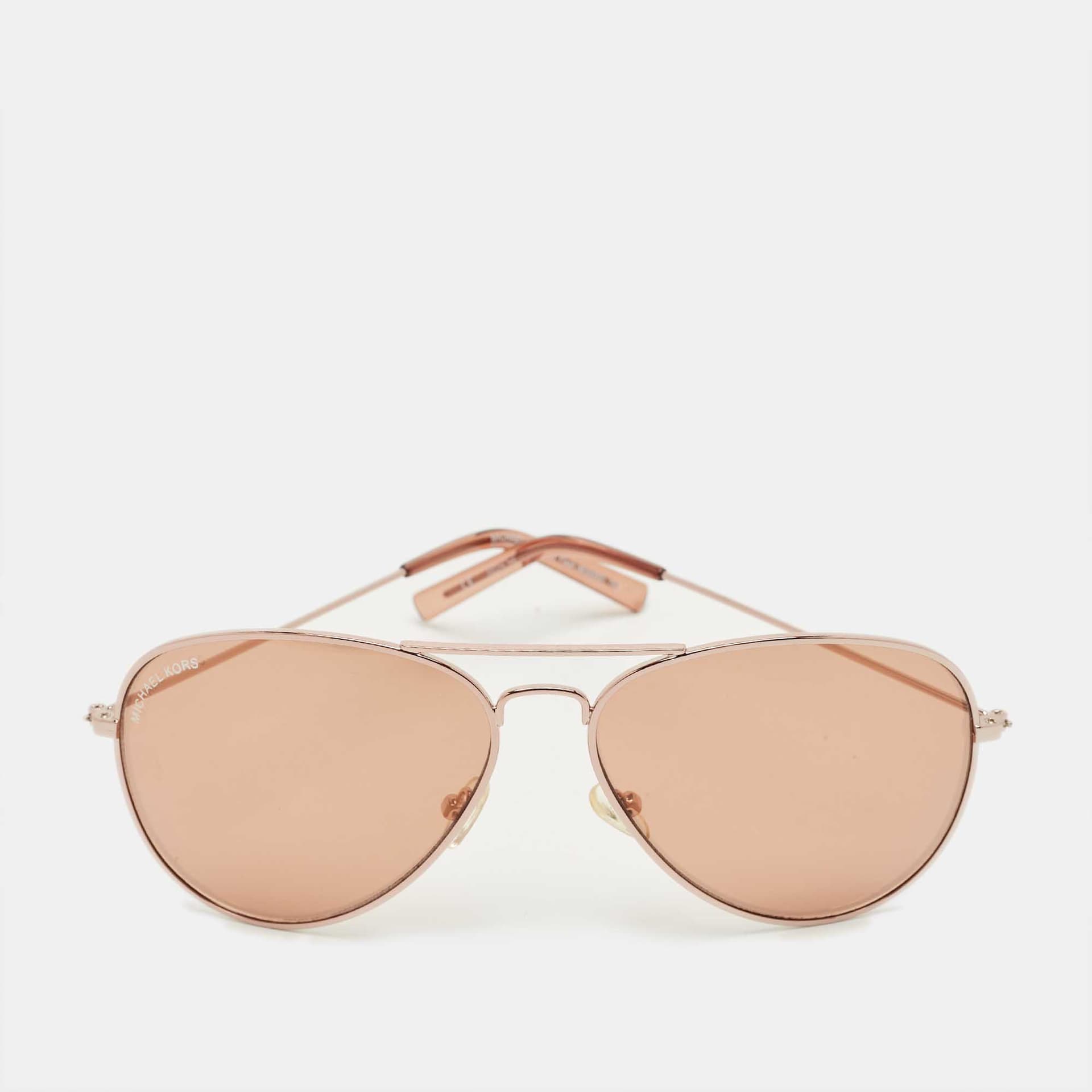 Michael Kors Rose Gold M3005S Kennedy Flash Aviator Sunglasses