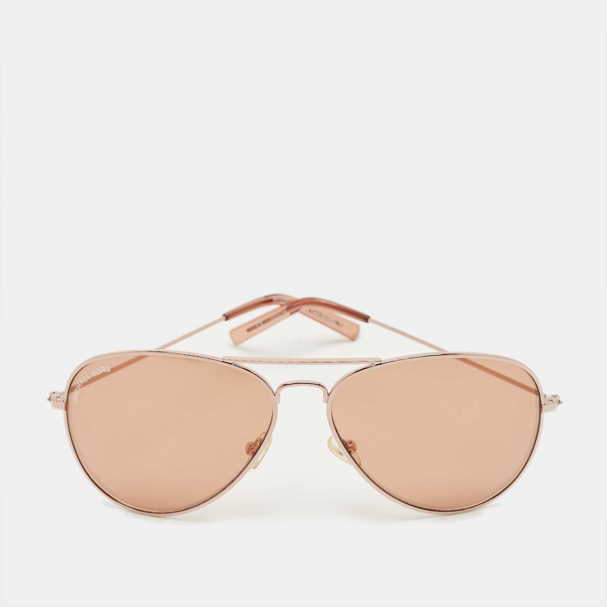 Michael Kors Rose Gold M3005S Kennedy Flash Aviator Sunglasses