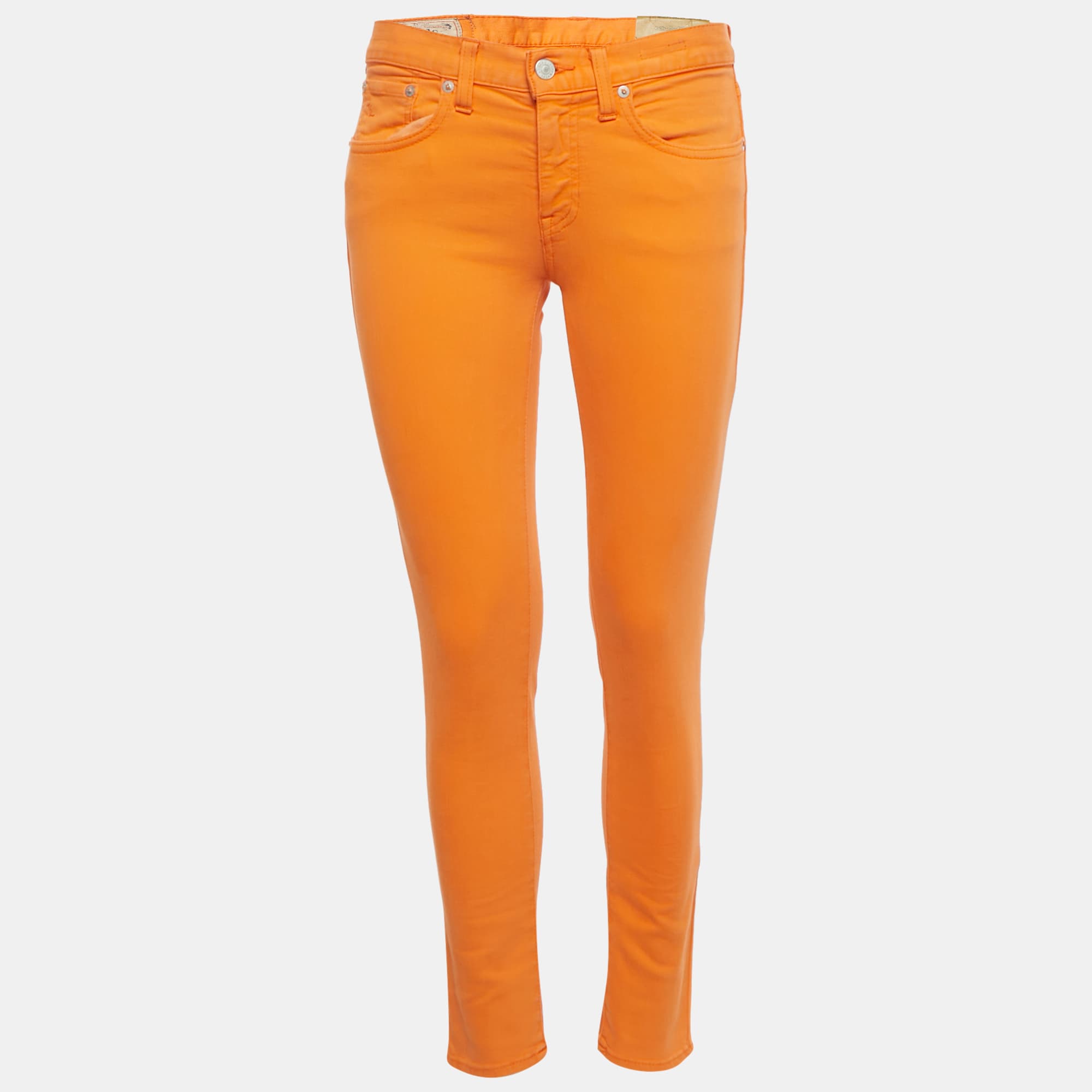 Polo Ralph Lauren Orange Denim Tompkins Skinny Crop Jeans M/Waist 28"