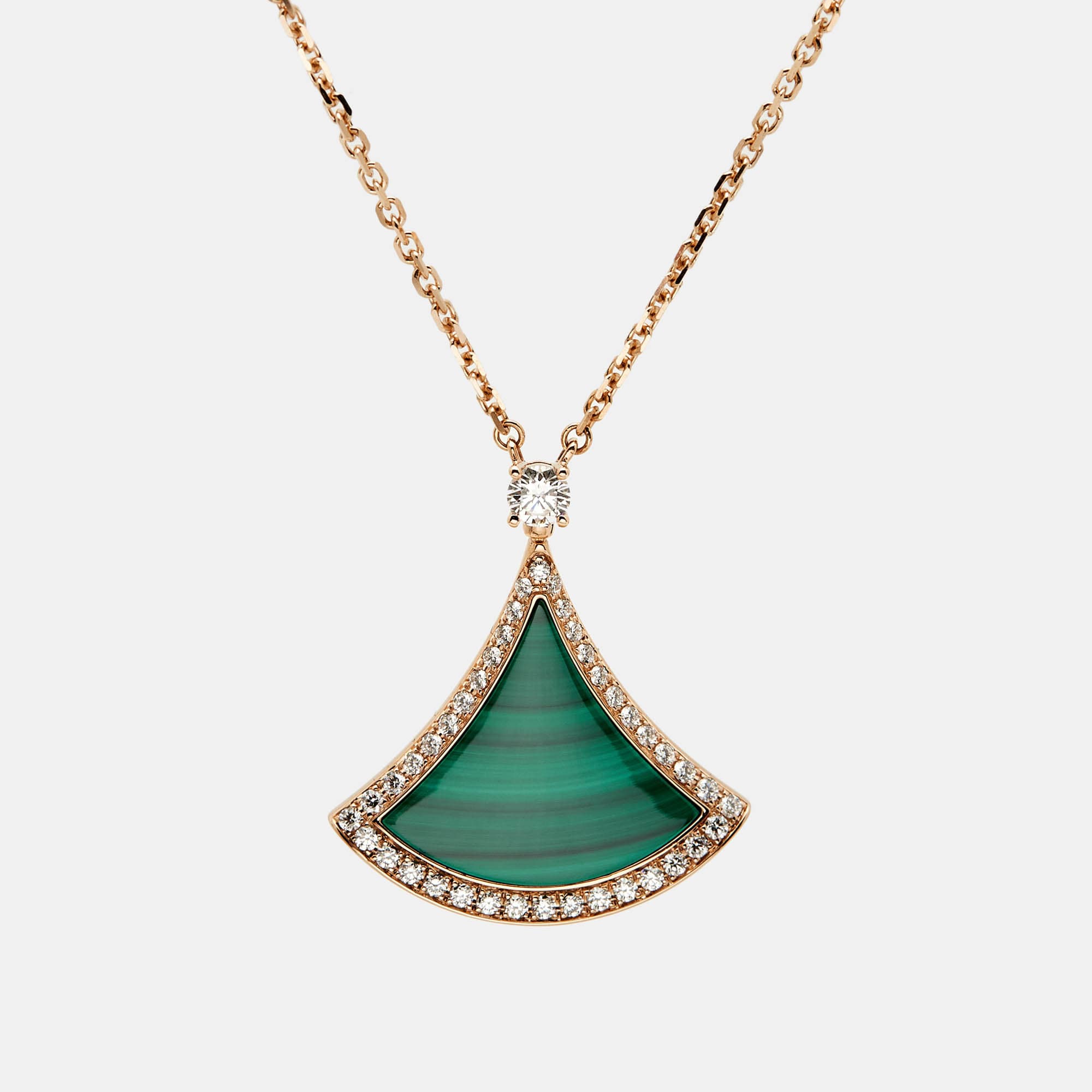 Bvlgari Divas&rsquo; Dream Malachite Diamond 18k Rose Gold Necklace