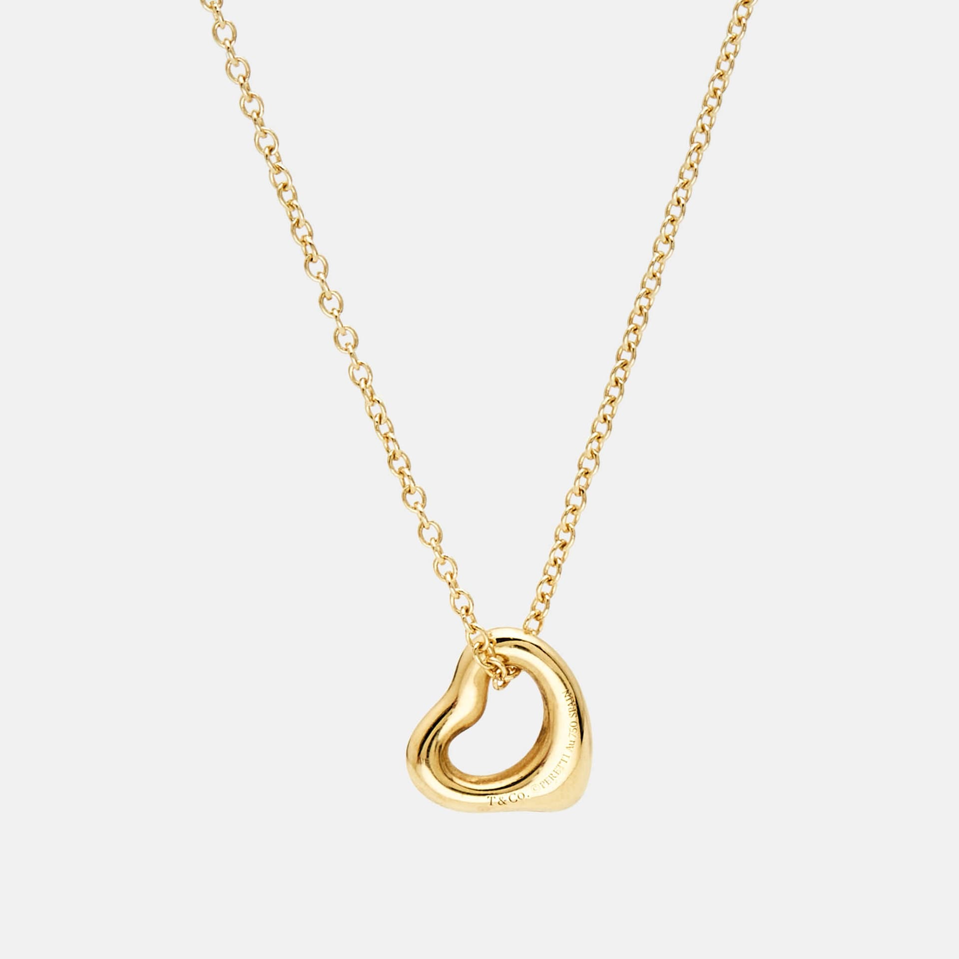 Tiffany & Co. Elsa Peretti Open Heart 18k Yellow Gold Necklace
