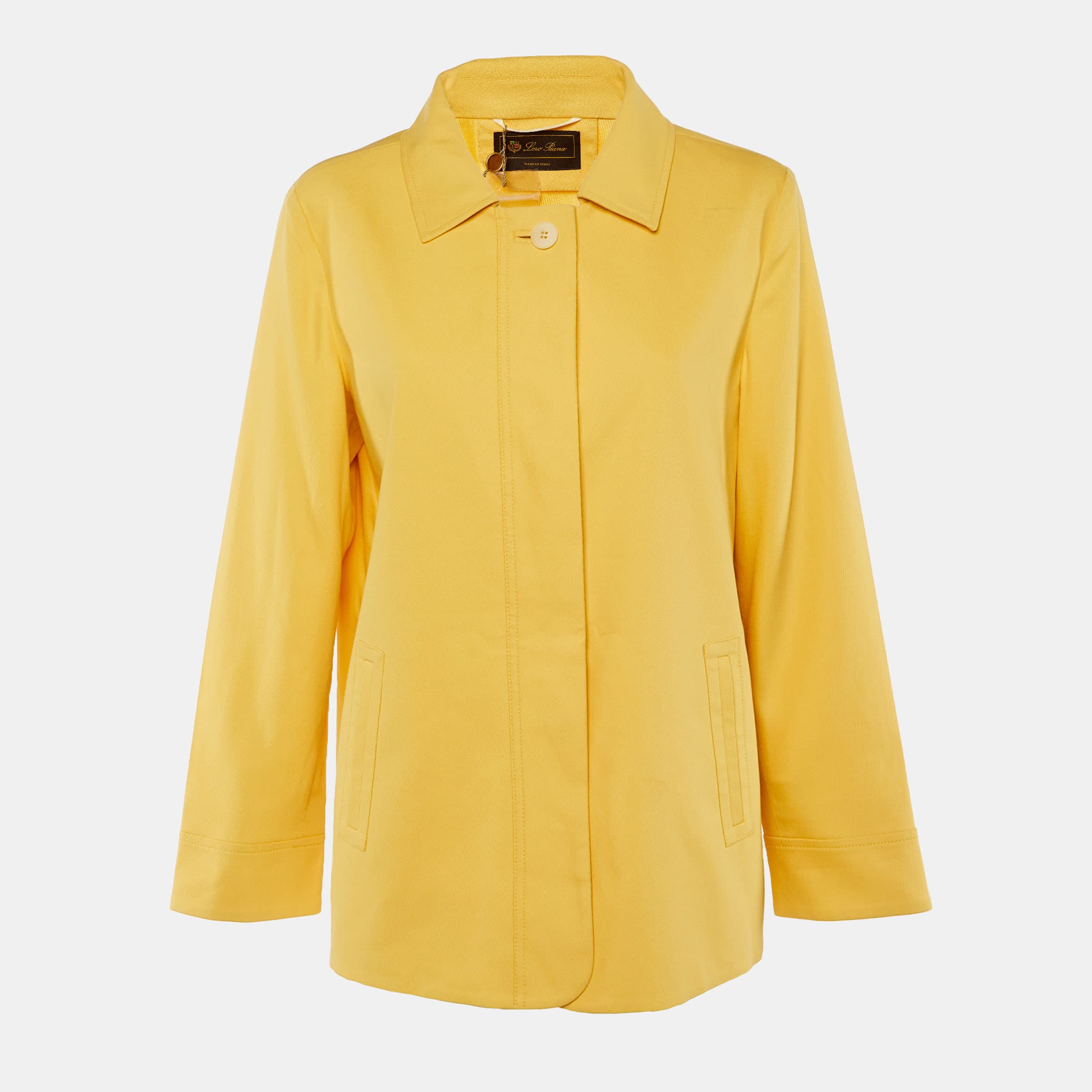 Loro Piana Yellow Cotton & Silk Button Front Jacket L