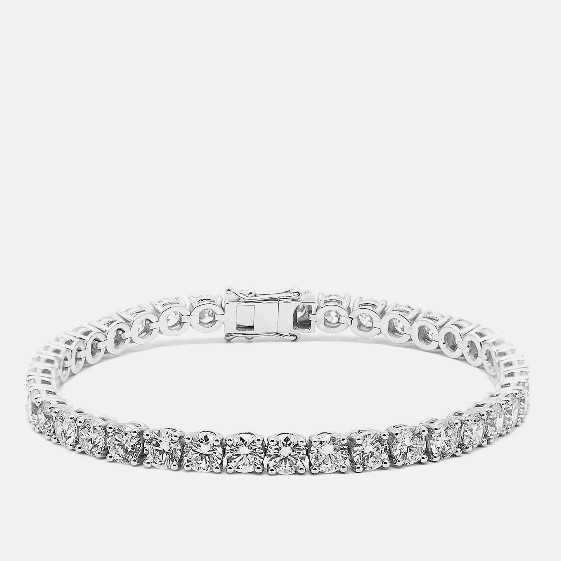 9.5 cts Round Brilliant Lab Grown Diamonds Sterling Silver 925 Tennis Bracelet