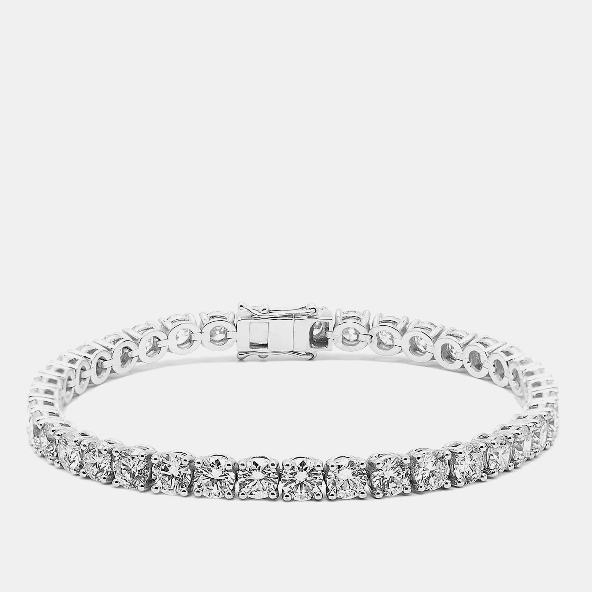 9.5 cts Round Brilliant Lab Grown Diamonds Sterling Silver 925 Tennis Bracelet