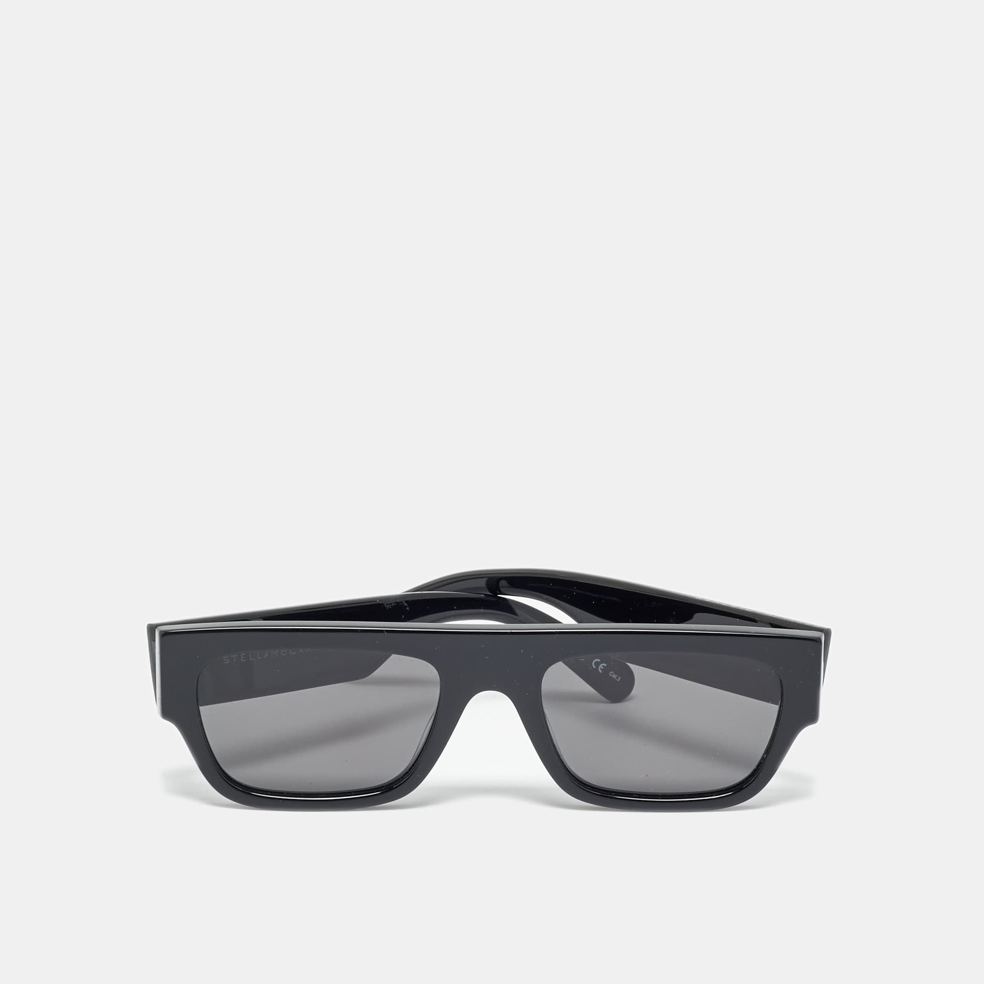 Stella McCartney Black Logo Crystals SC0210S Frame Rectangle Sunglasses