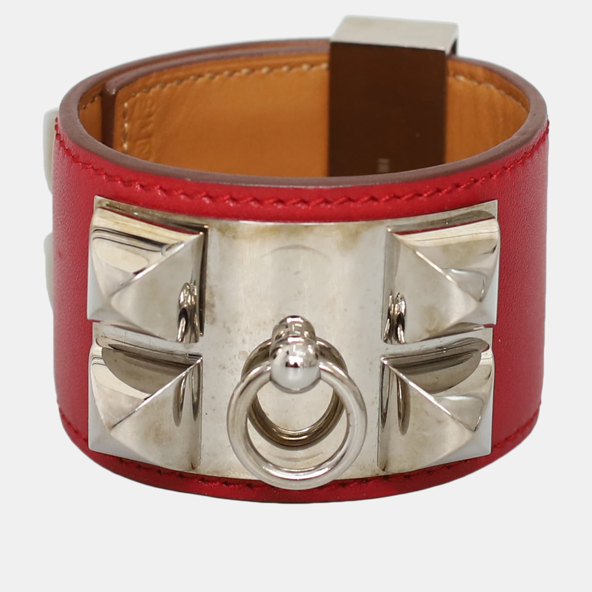Hermes Collier de Chien Brown/Red Leather Bracelet