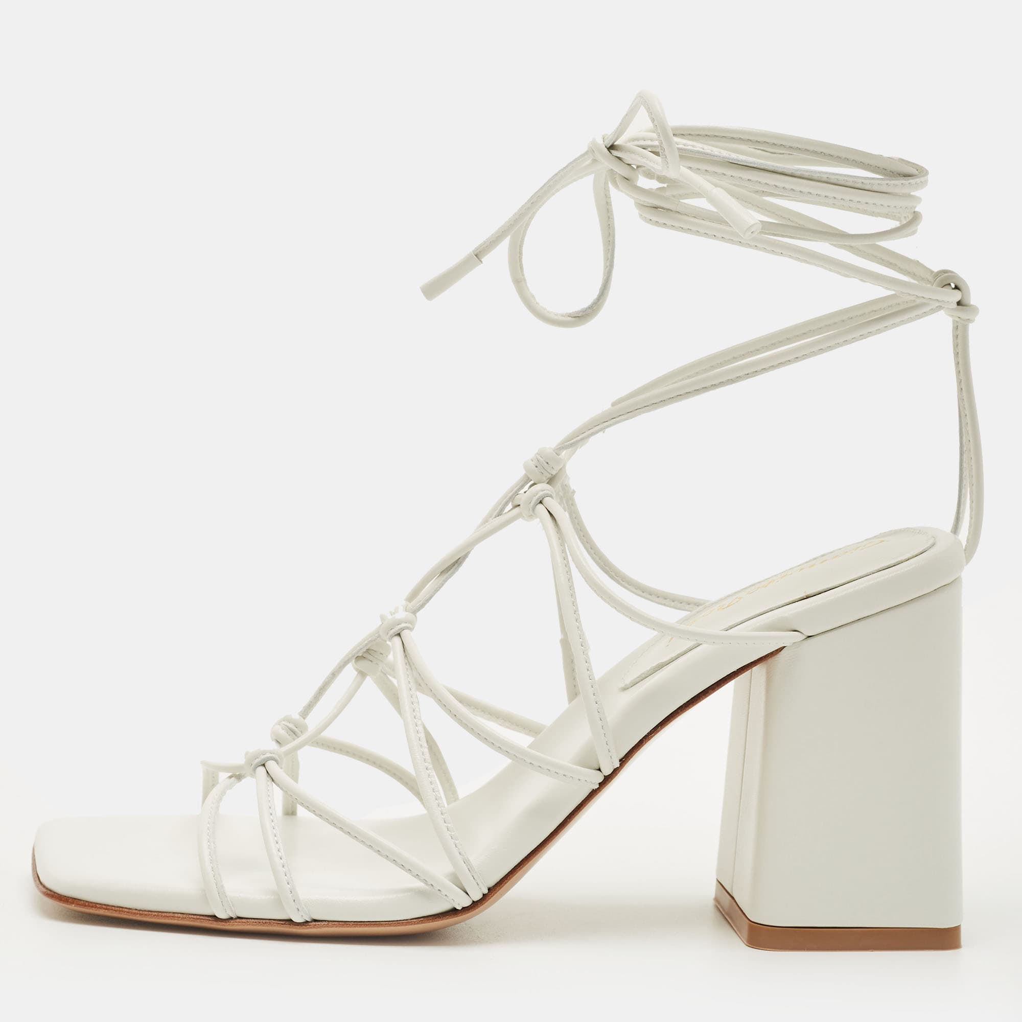 Gianvito Rossi minas Size 40.5 White Leather Ankle Strap Sandals