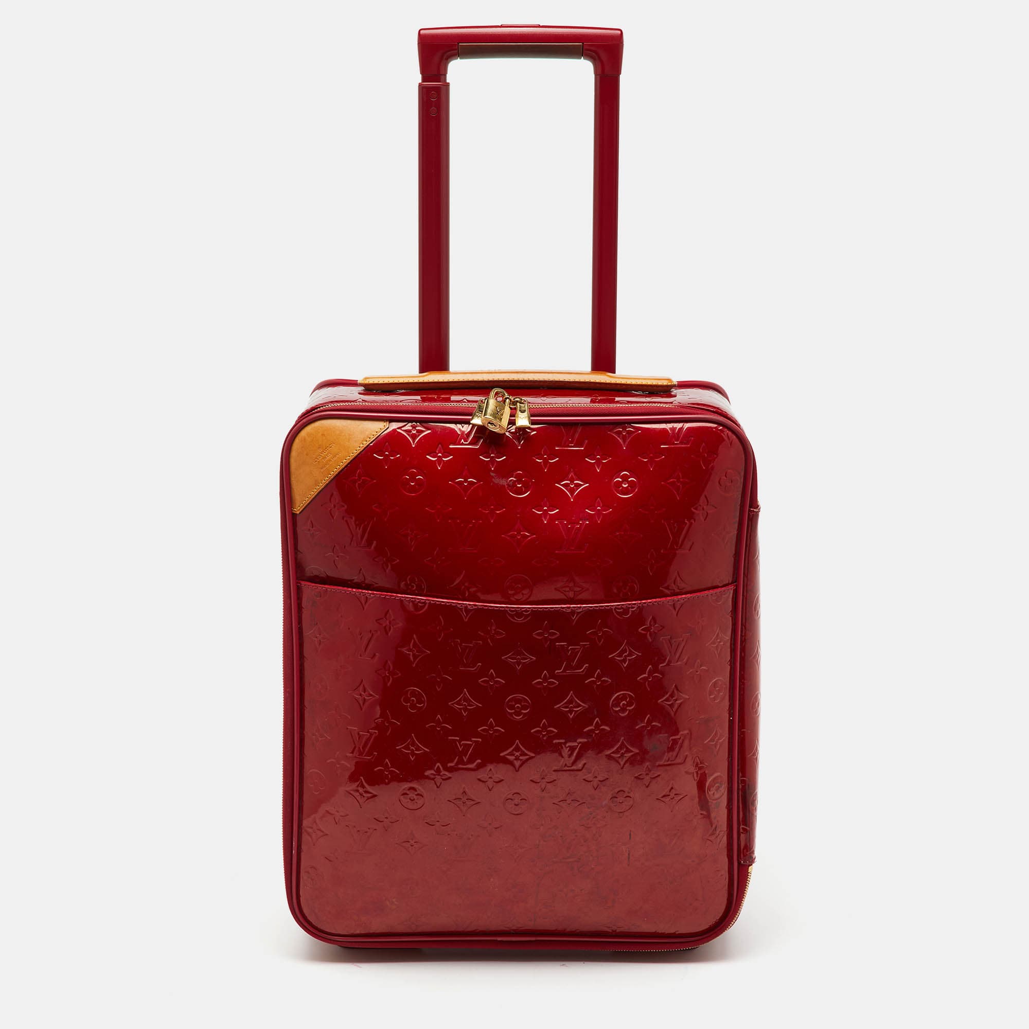 Louis Vuitton Rouge Grenadine Monogram Vernis Pegase 45 Trolley Luggage