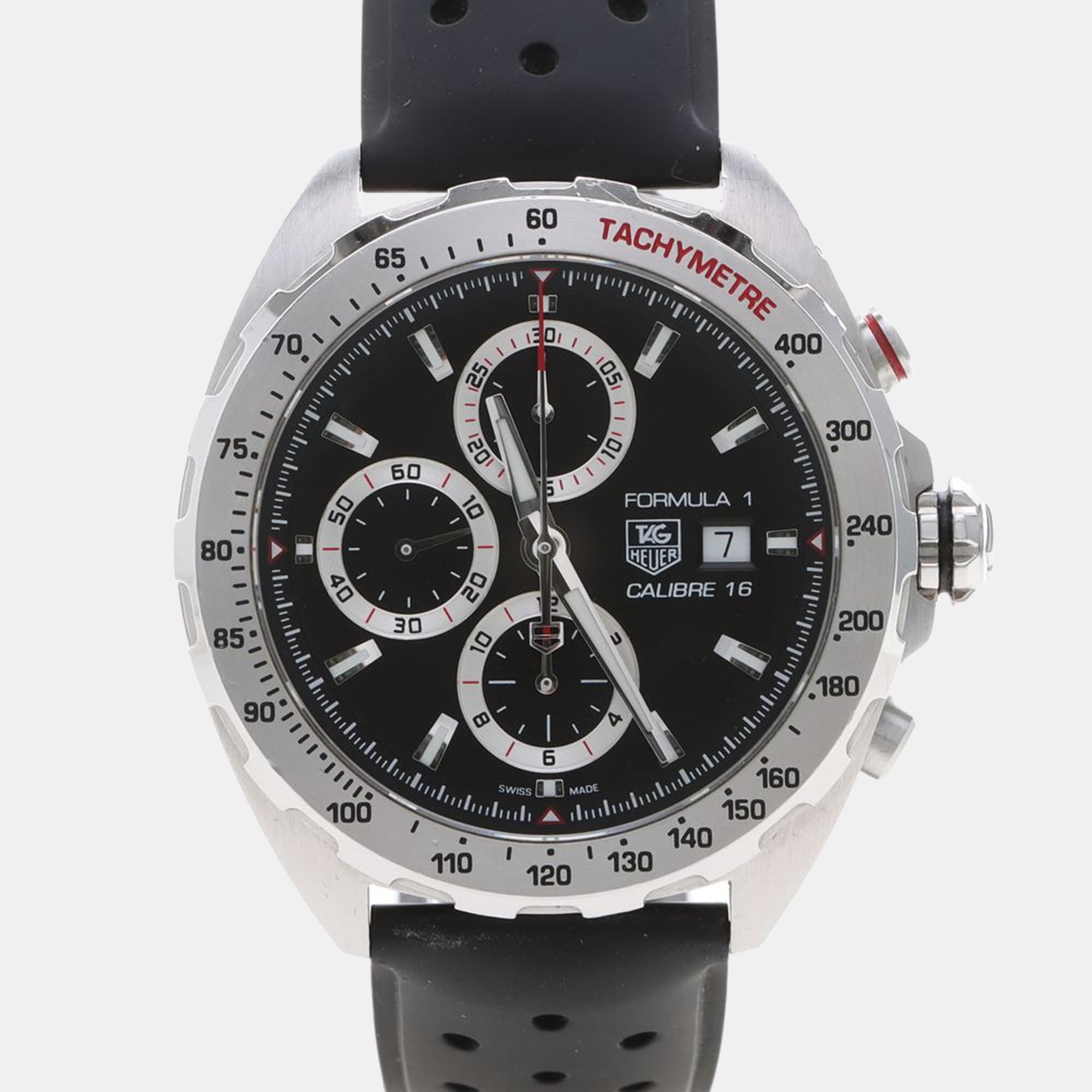 Tag Heuer Formula 1 Chronograph CAZ2010-0 Automatic Black Stainless Steel Men's Wristwatch 43mm