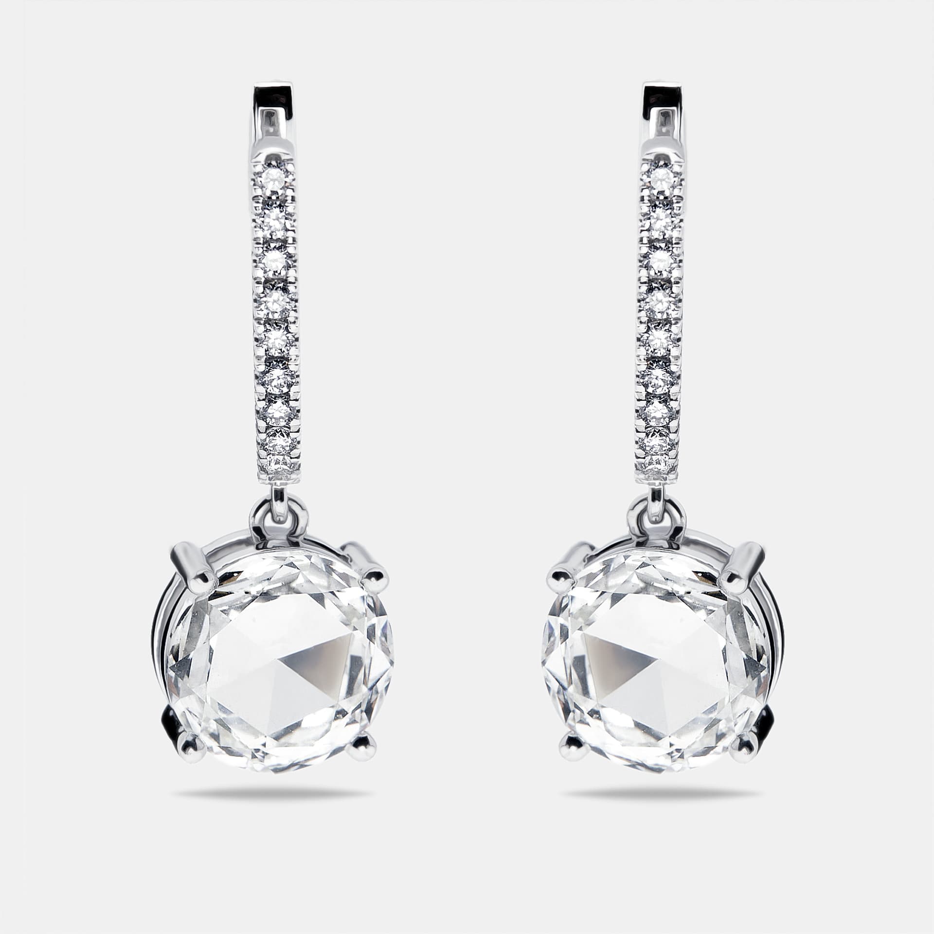 6.4 cts Modified Round Lab Grown Diamonds 18k White Gold Earrings