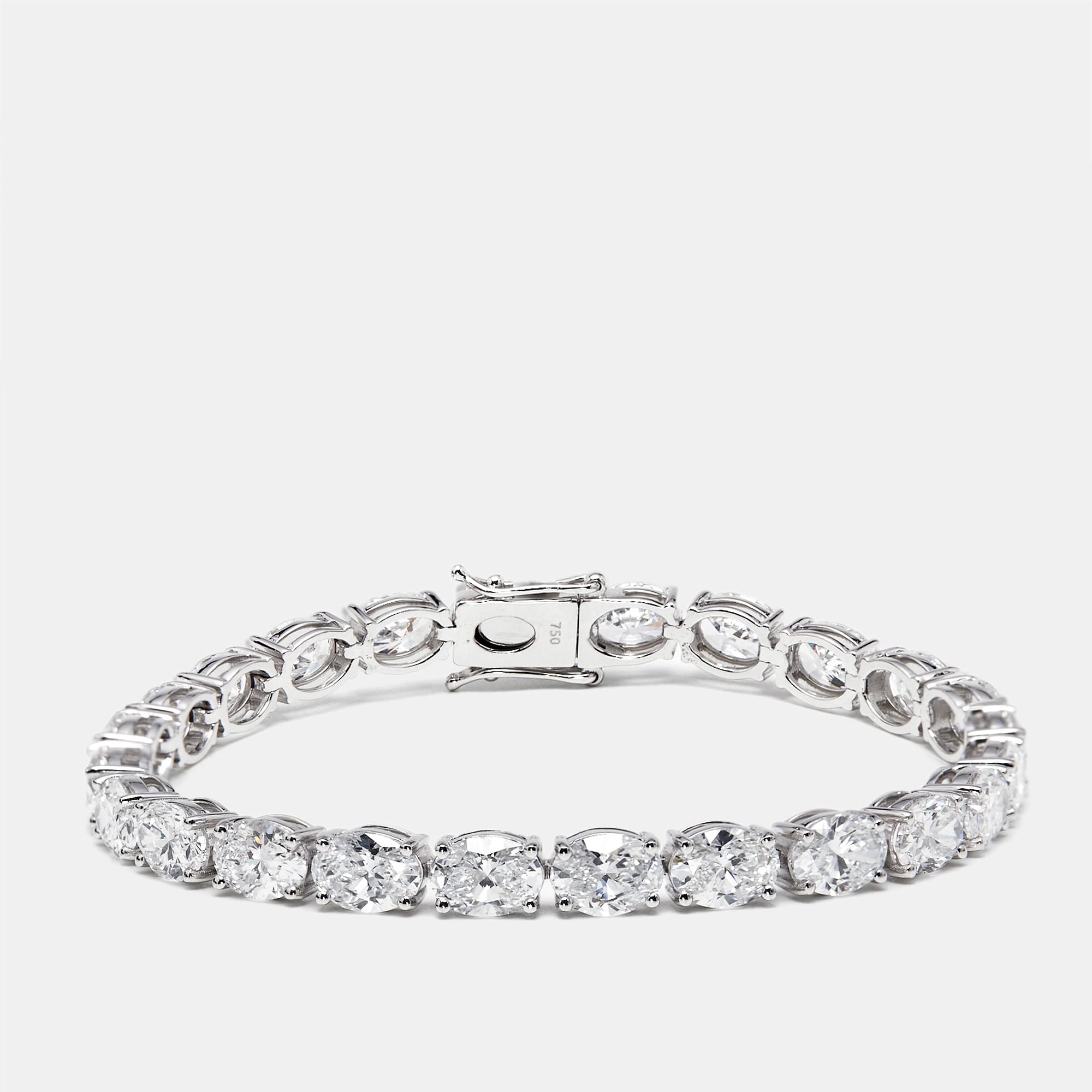 17 cts Oval Lab Grown Diamonds 18k White Gold Bracelet