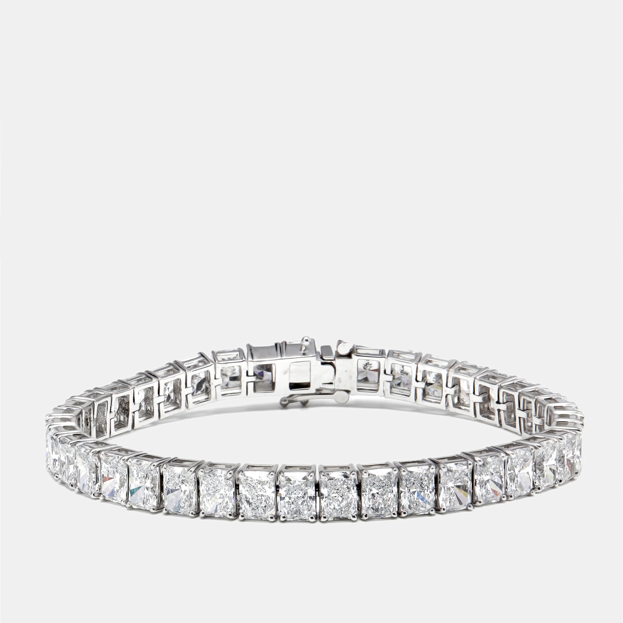 20.00 cts Radiant Lab Grown Diamonds 18k White Gold Bracelet