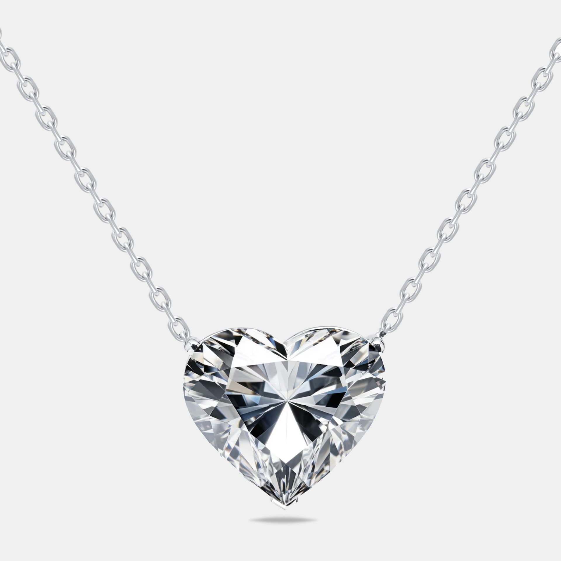 9 cts Heart Lab Grown Diamonds 18k White Gold Necklace