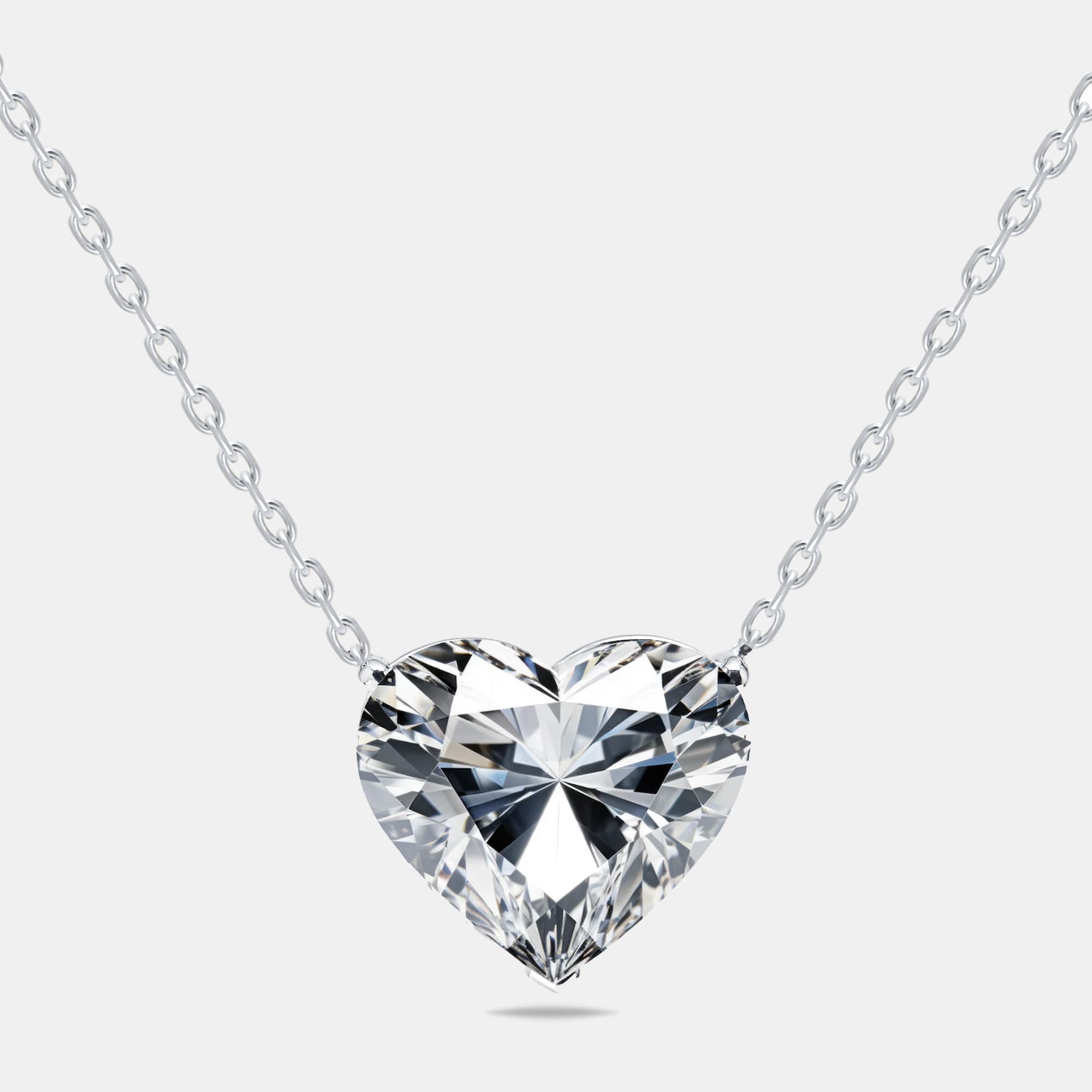 9 cts Heart Lab Grown Diamonds 18k White Gold Necklace