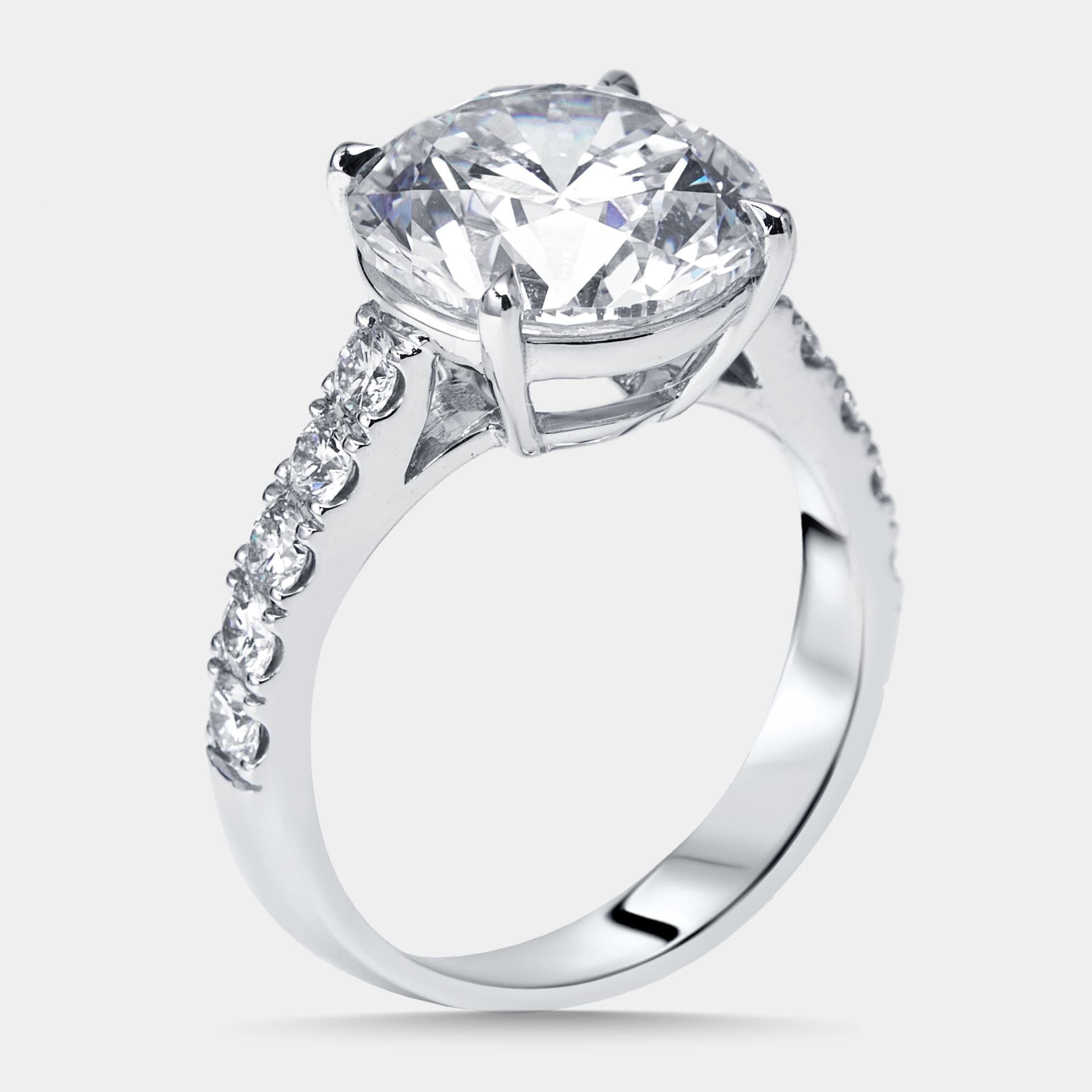 5.5 cts Round Lab Grown Diamonds 18k White Gold Ring Size 52