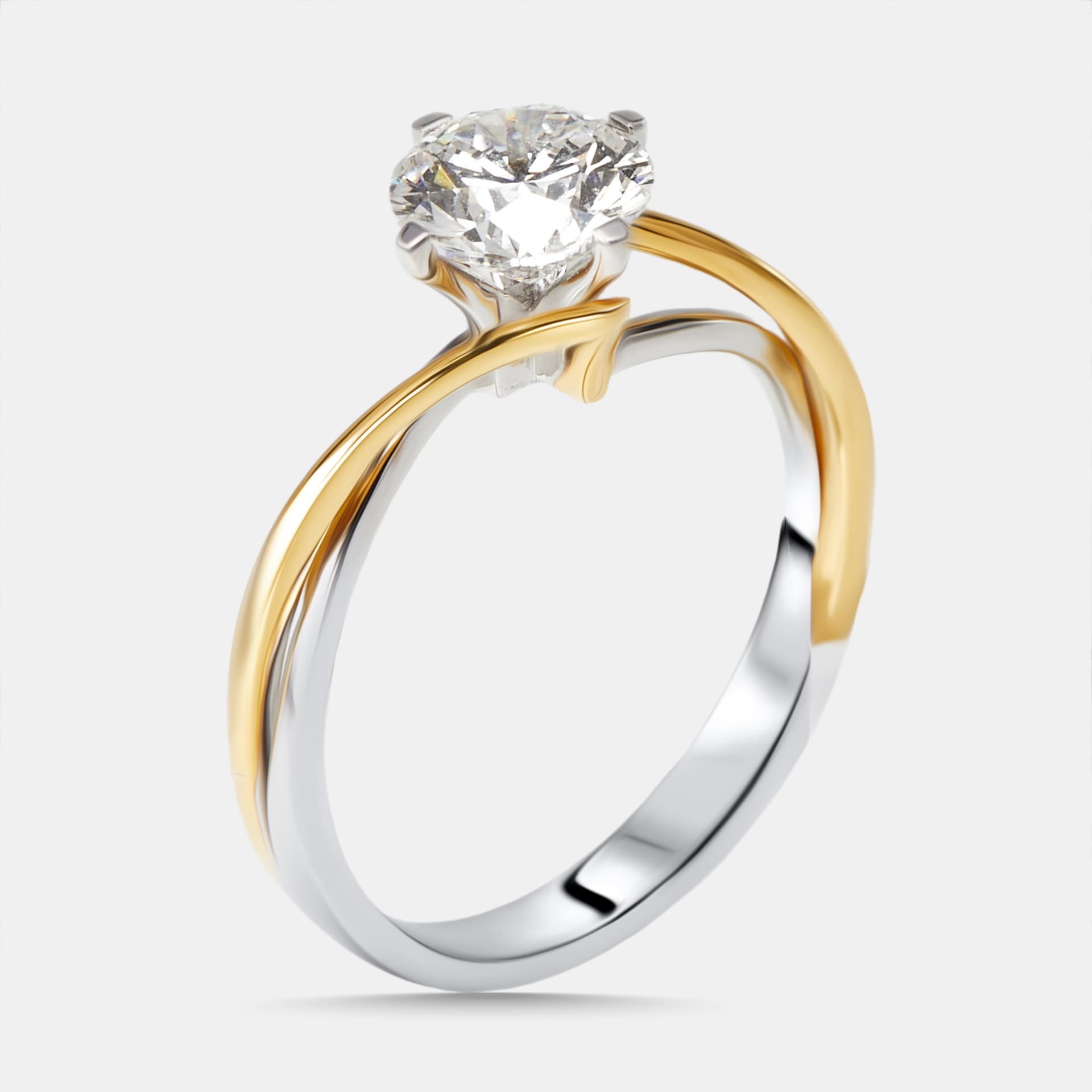 1.00 cts Round Lab Grown Diamonds 18k Two Tone Gold Ring Size 52