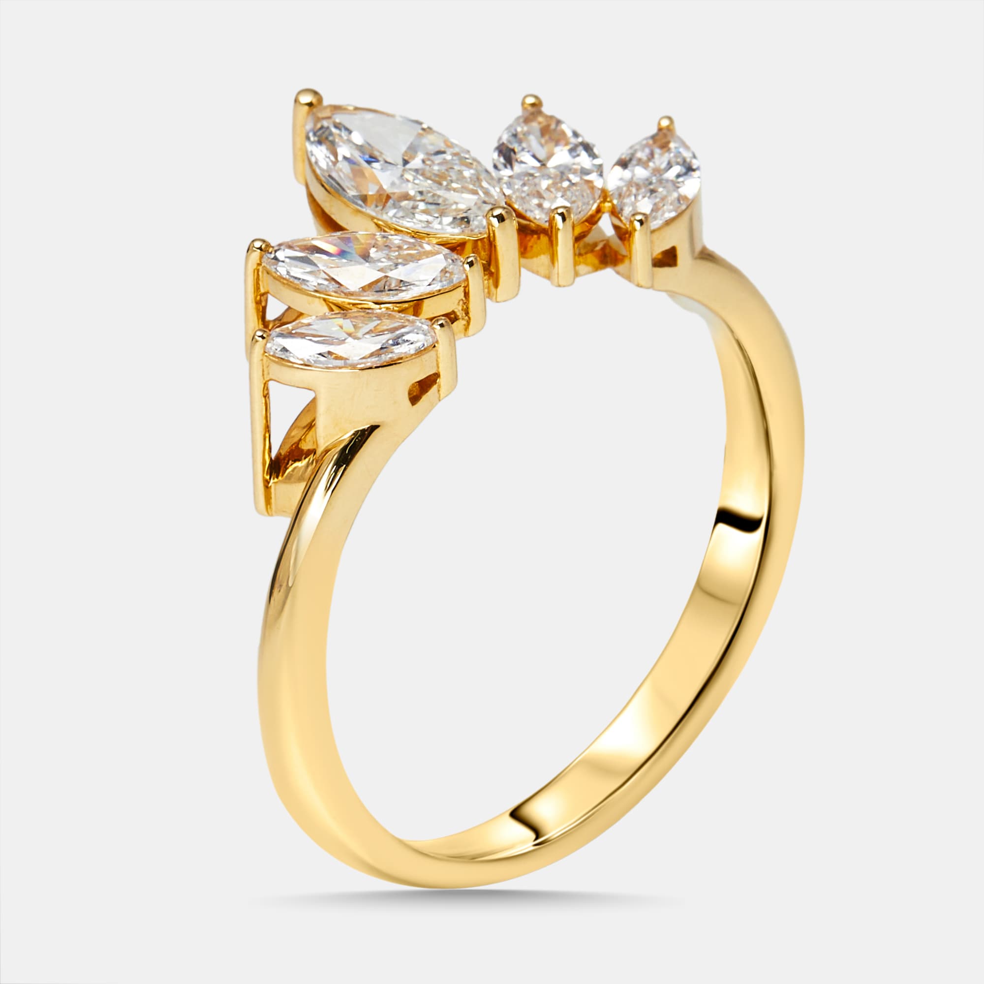 1 cts Marquise Lab Grown Diamonds 18k Yellow Gold Ring Size 52
