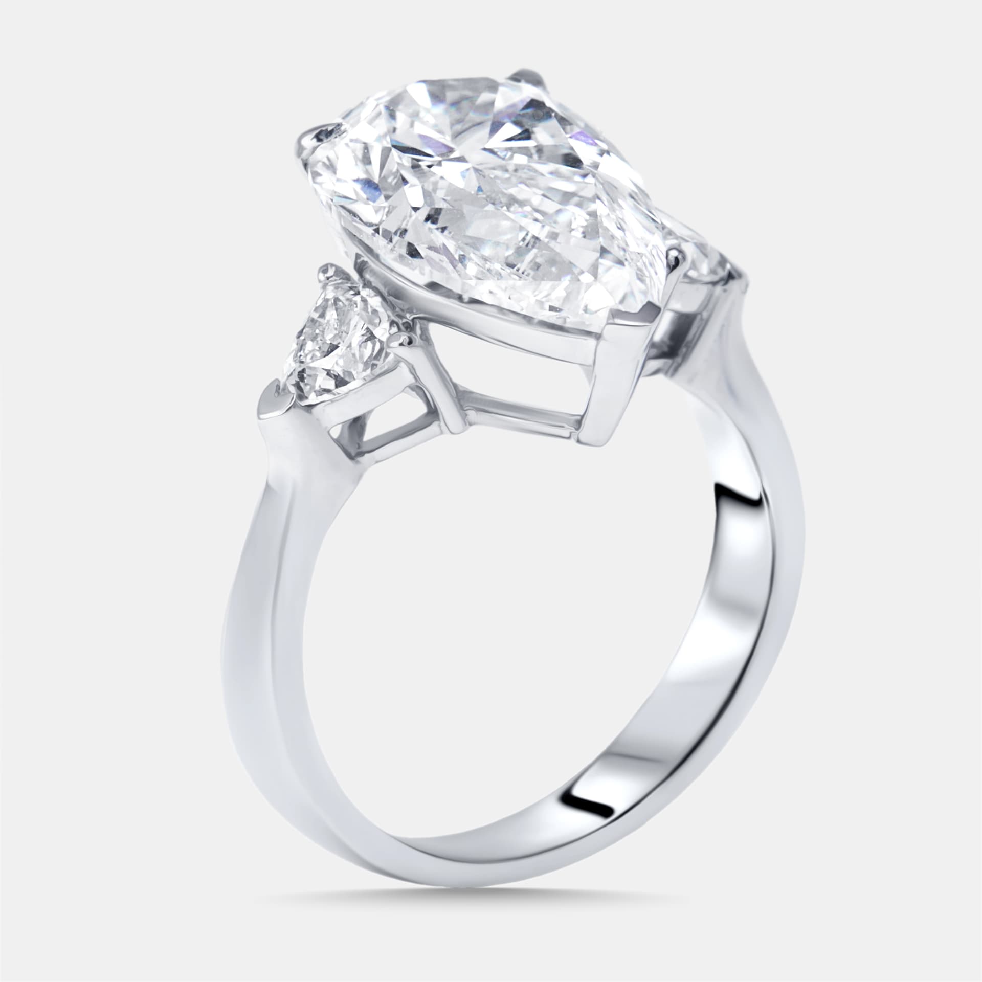 5.6 cts Pear, Trillion Lab Grown Diamonds 18k White Gold Ring Size 53