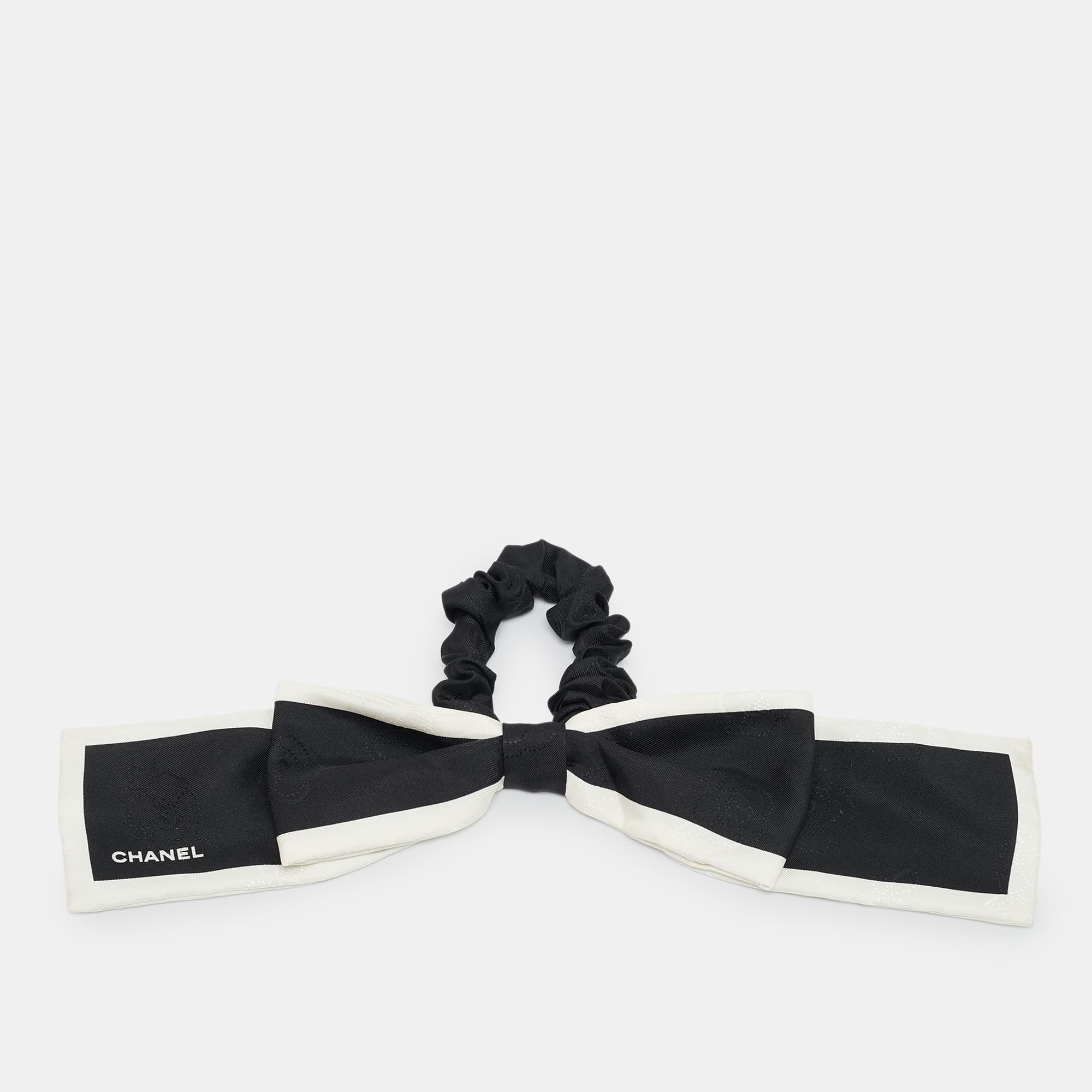 Chanel Black Silk Bow Scrunchie
