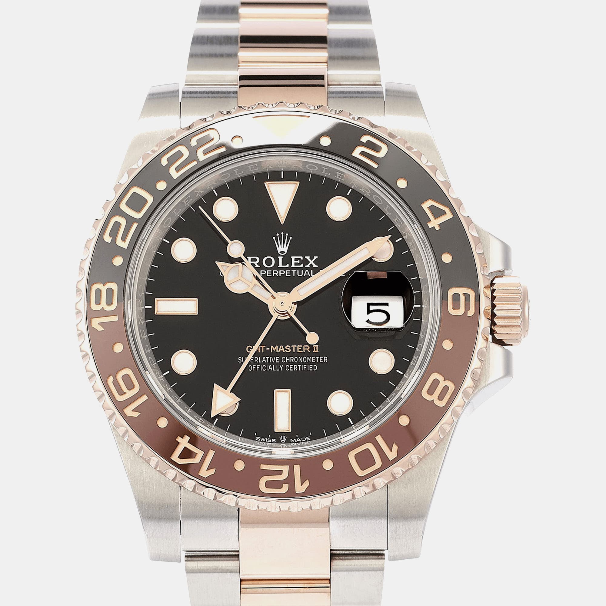 Rolex GMT Master II 126711 CHNR Rootbeer Black 18K Everose Gold Stainless Steel Automatic Men's Wristwatch 40mm