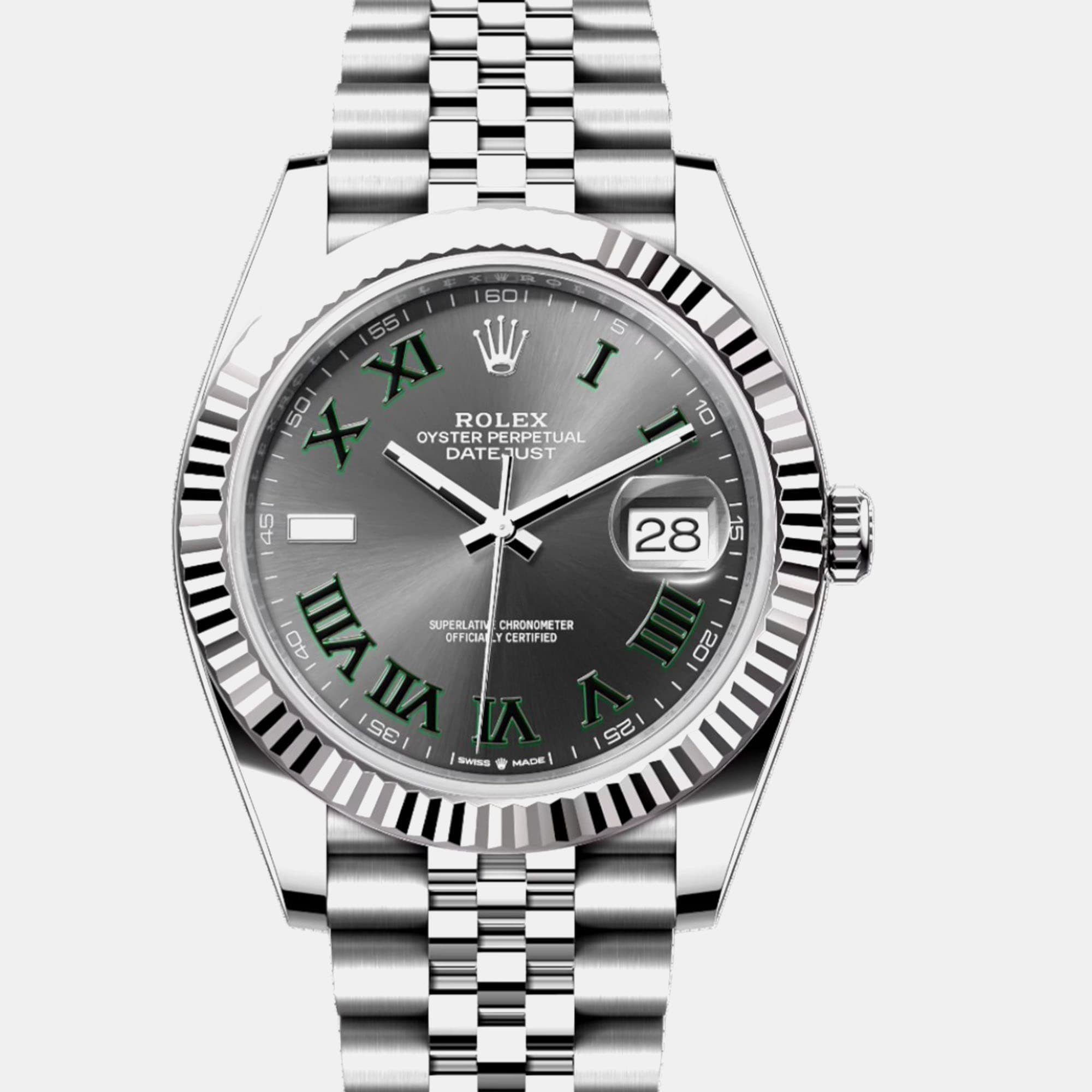 Rolex Datejust 126334 Wimbledon Slate Stainless Steel Automatic Men's Wristwatch 41 Mm