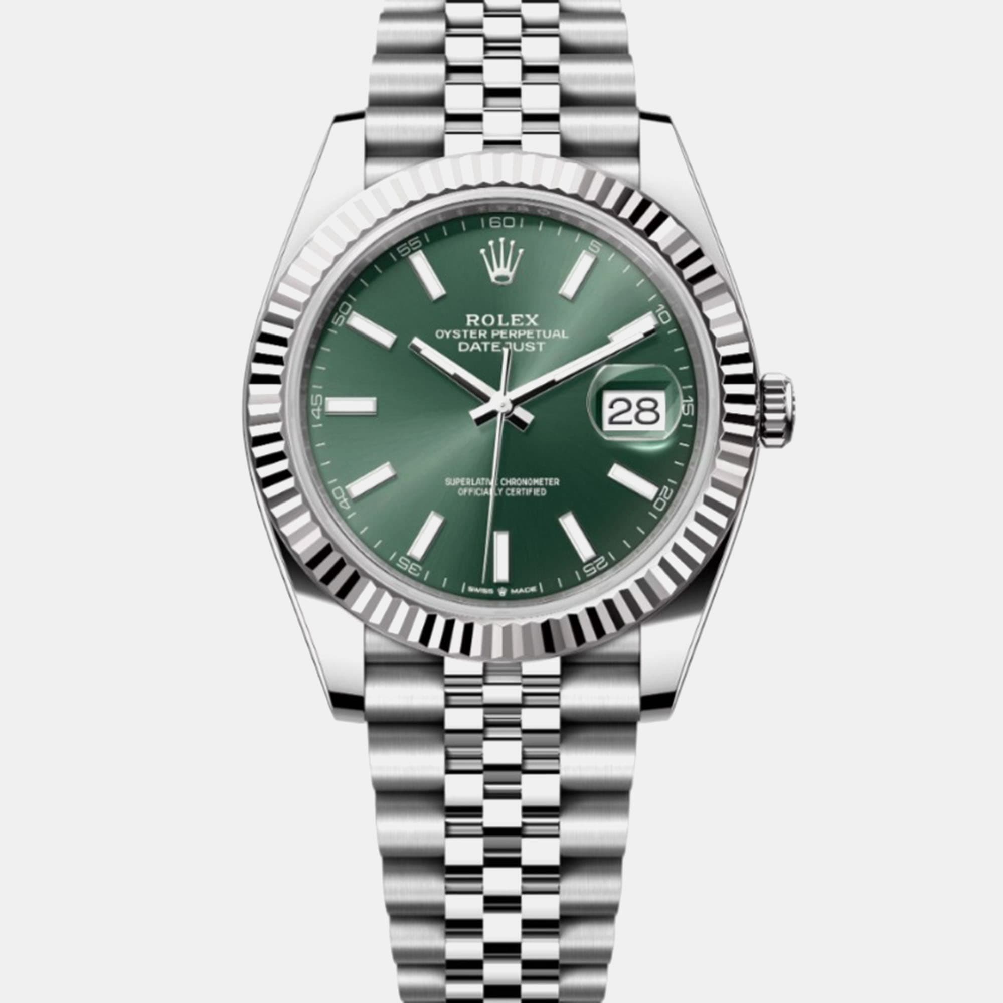 Rolex Datejust 126334 Mint Green Stainless Steel Automatic Men's Wristwatch 41 mm