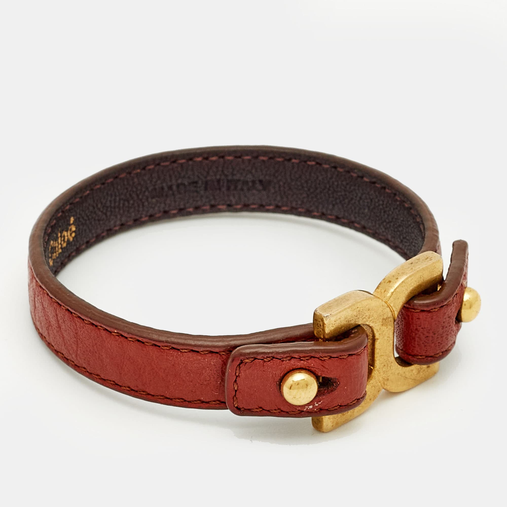 Chlo&eacute; Leather Gold Tone Bracelet