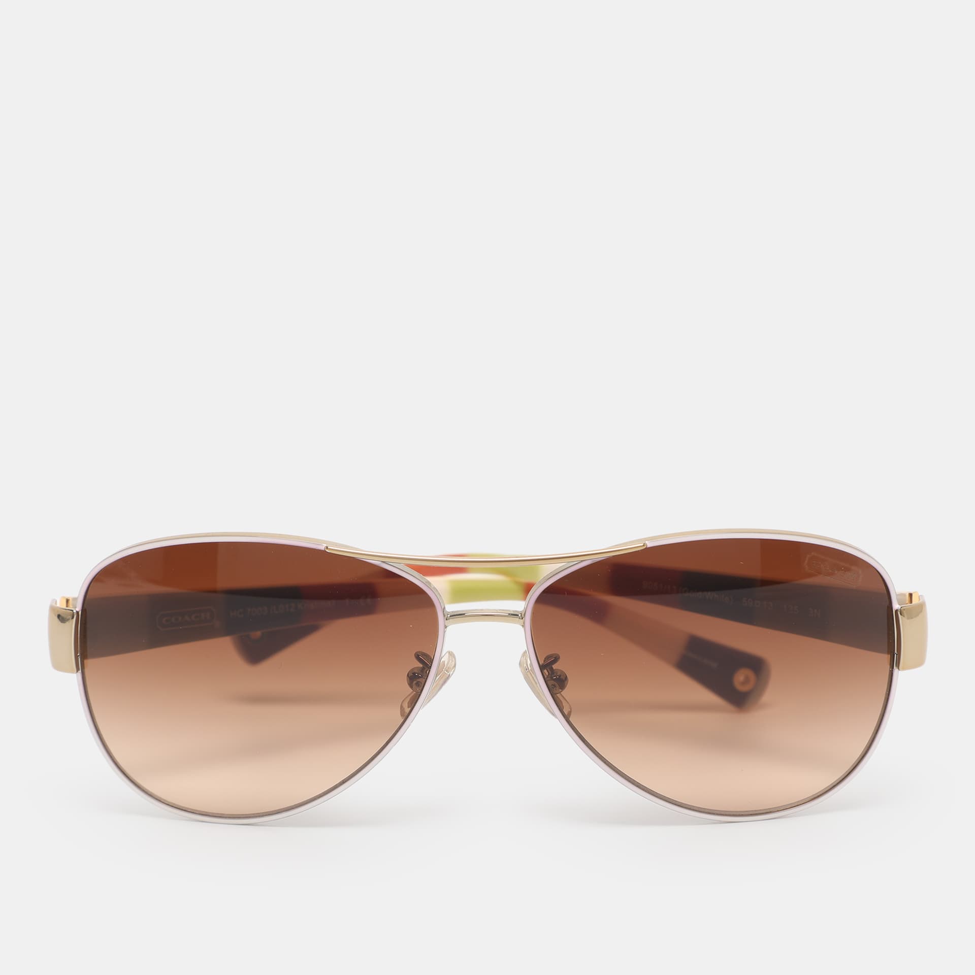 Coach Multicolor Brown Gradient HC7003 L012 Kristina Aviator Sunglasses