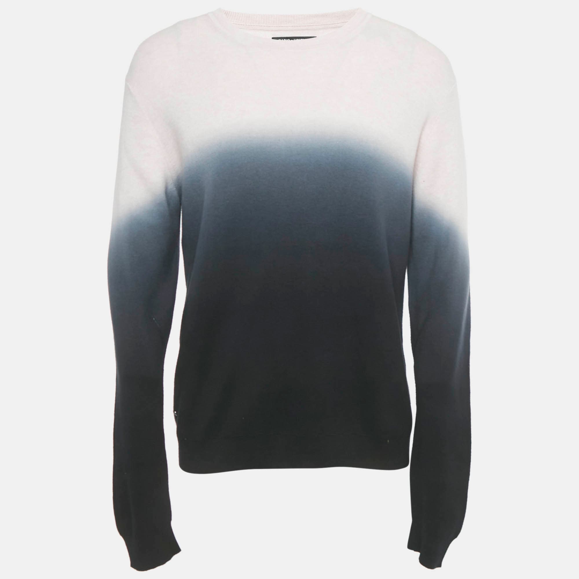 Zadig & Voltaire Pink/Black Ombre Cotton Knit Kennedy Sweater XL