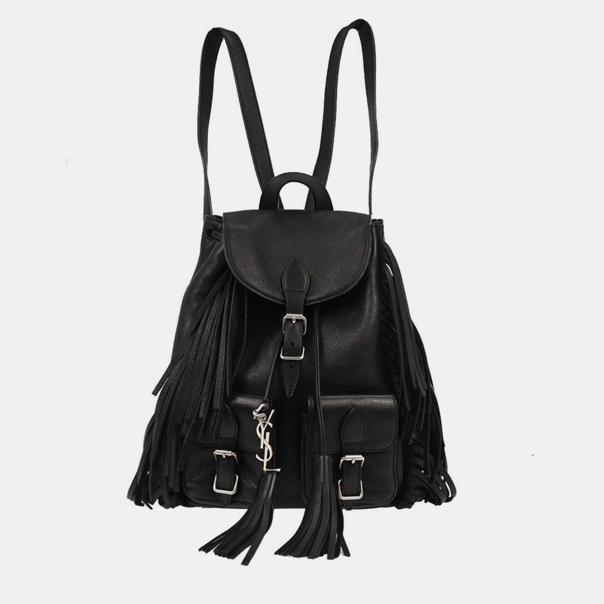 Saint Laurent Black Fringe Festival Backpack