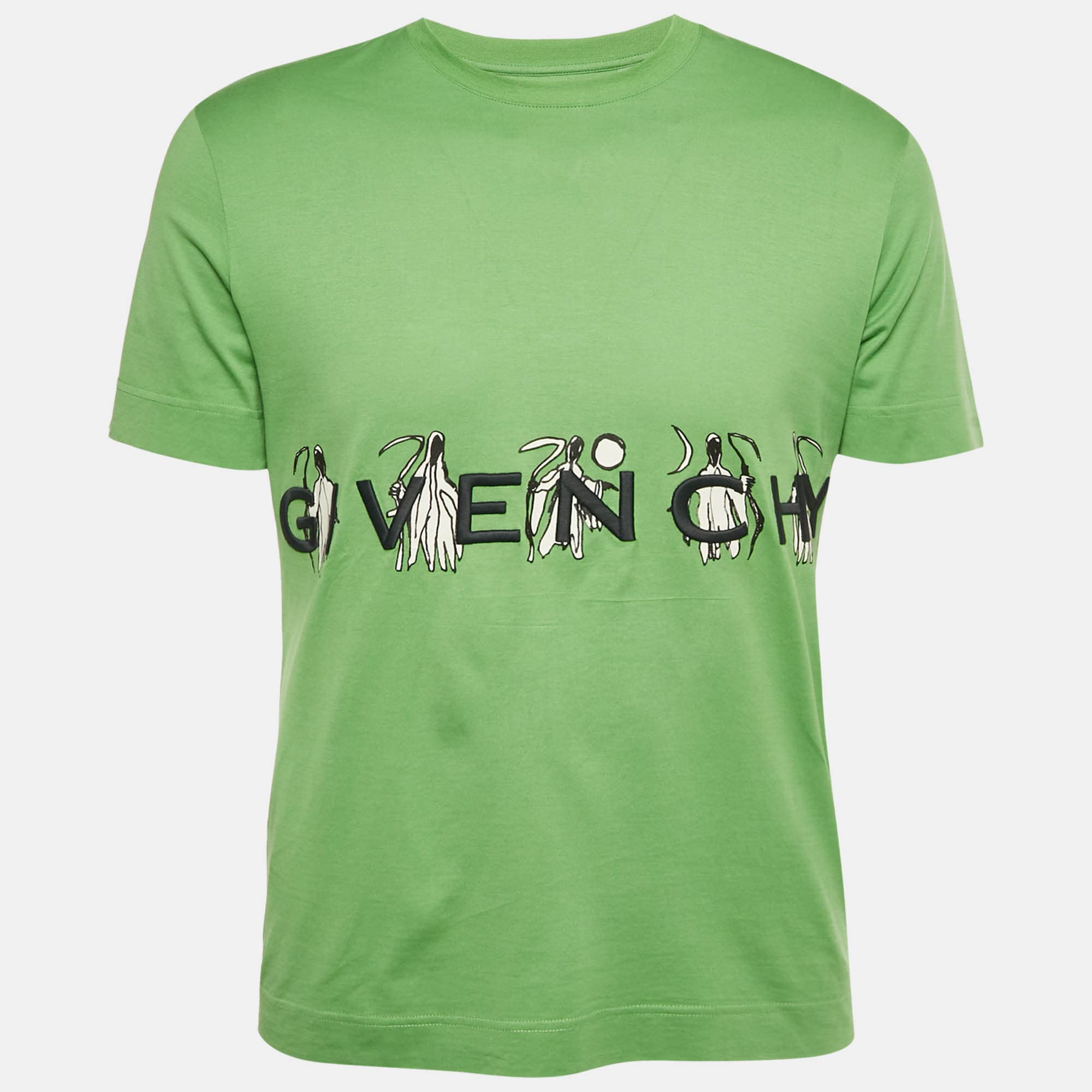 Givenchy Green Logo Embroidered Jersey Slim Fit T-Shirt M