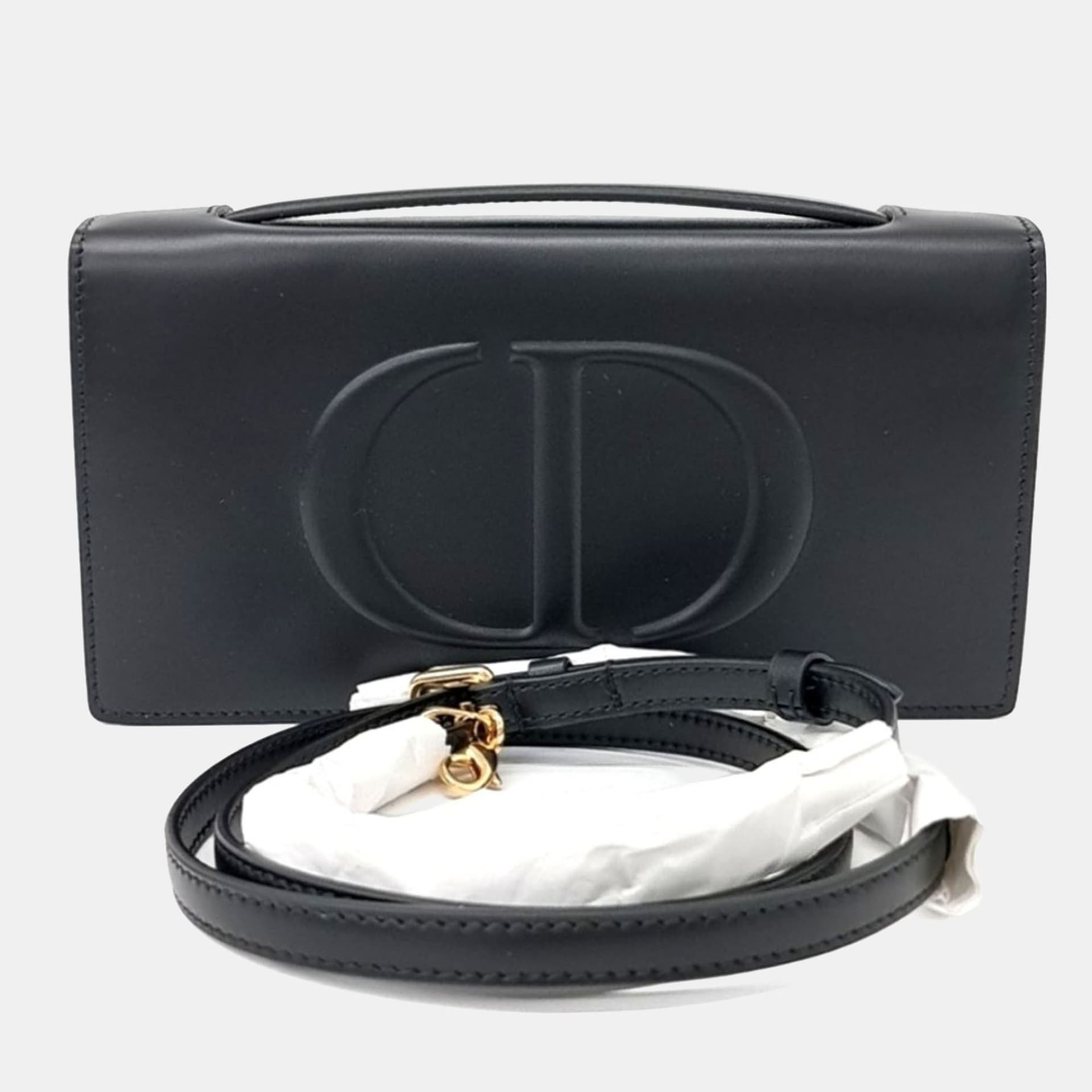Dior CD Signature Black Leather Pouch Bag