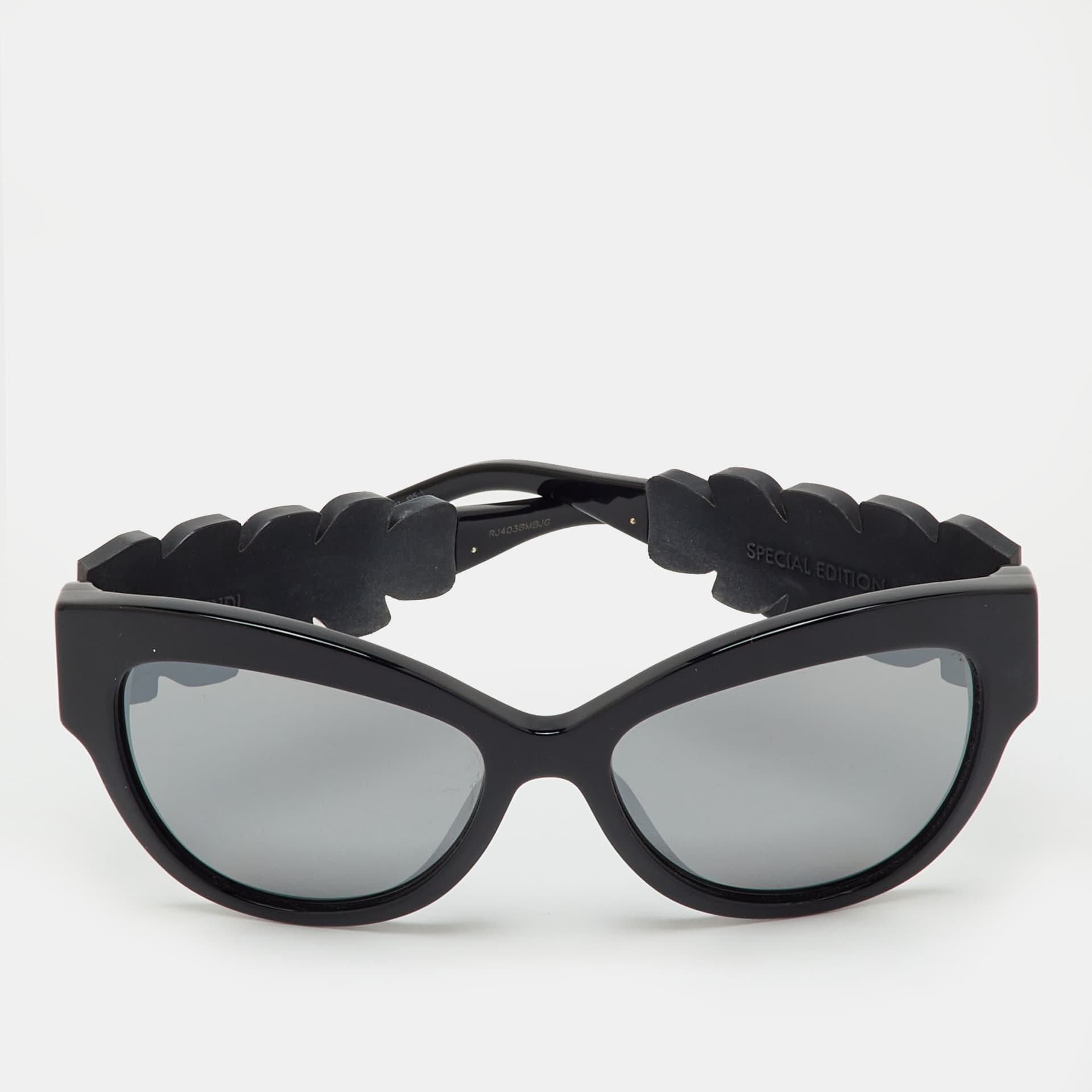 Fendi Black Mirrored FF0139/S Special Edition Crystal Cat Eye Sunglasses