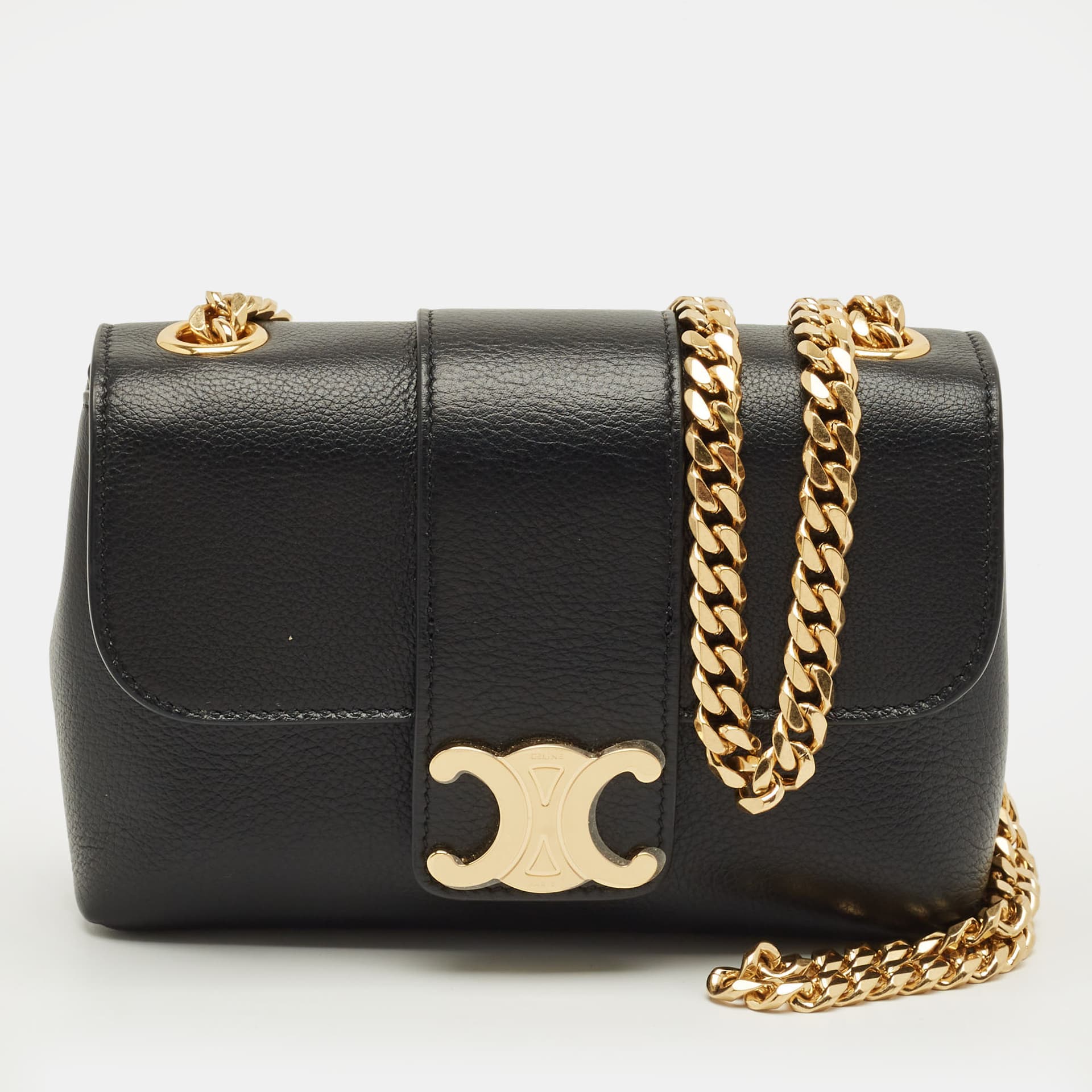 Celine Black Leather Mini Victoire Shoulder Bag