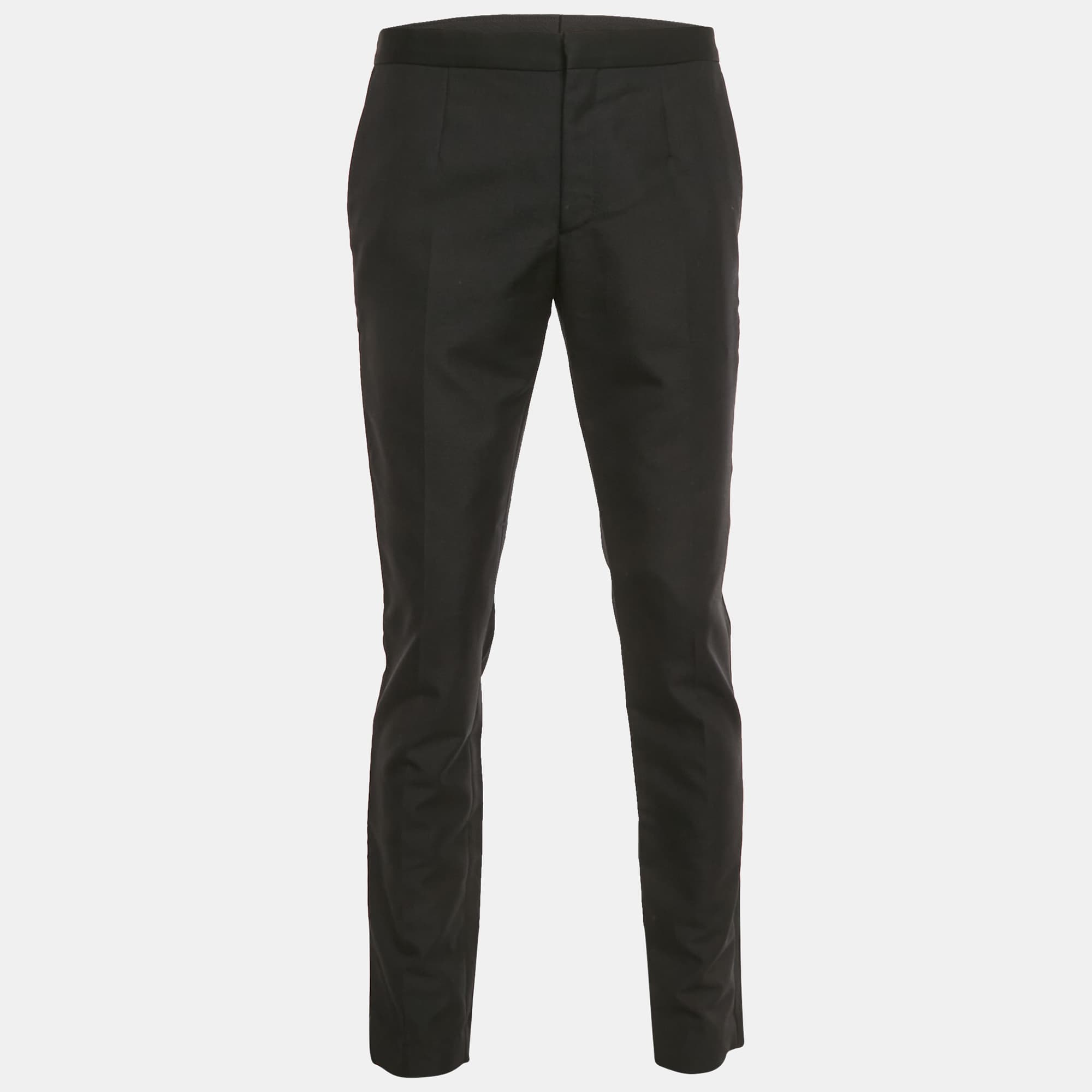 Versace Black Crepe Satin Side Trim Formal Trousers M