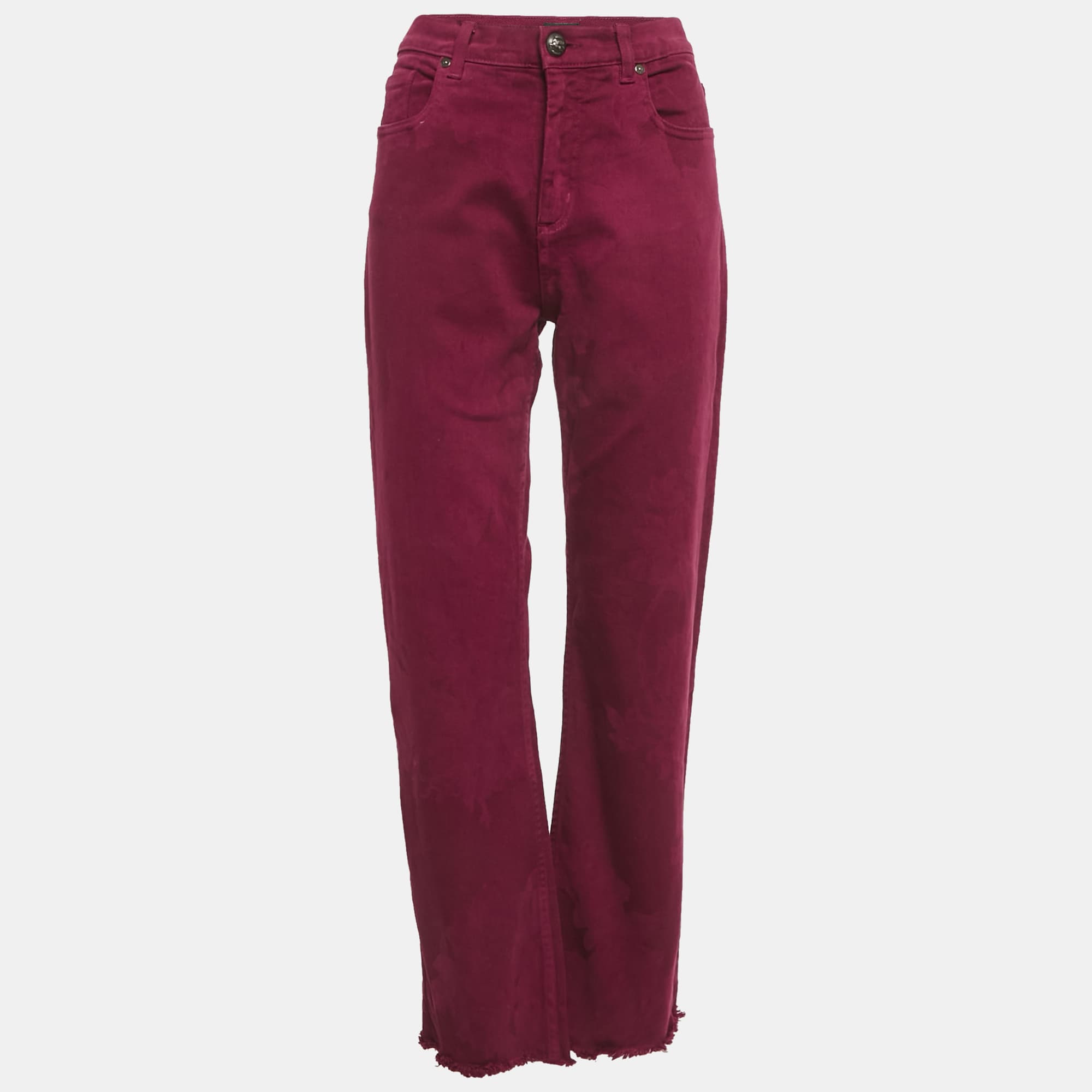 Etro Burgundy Floral Print Denim Jeans M/Waist 29"